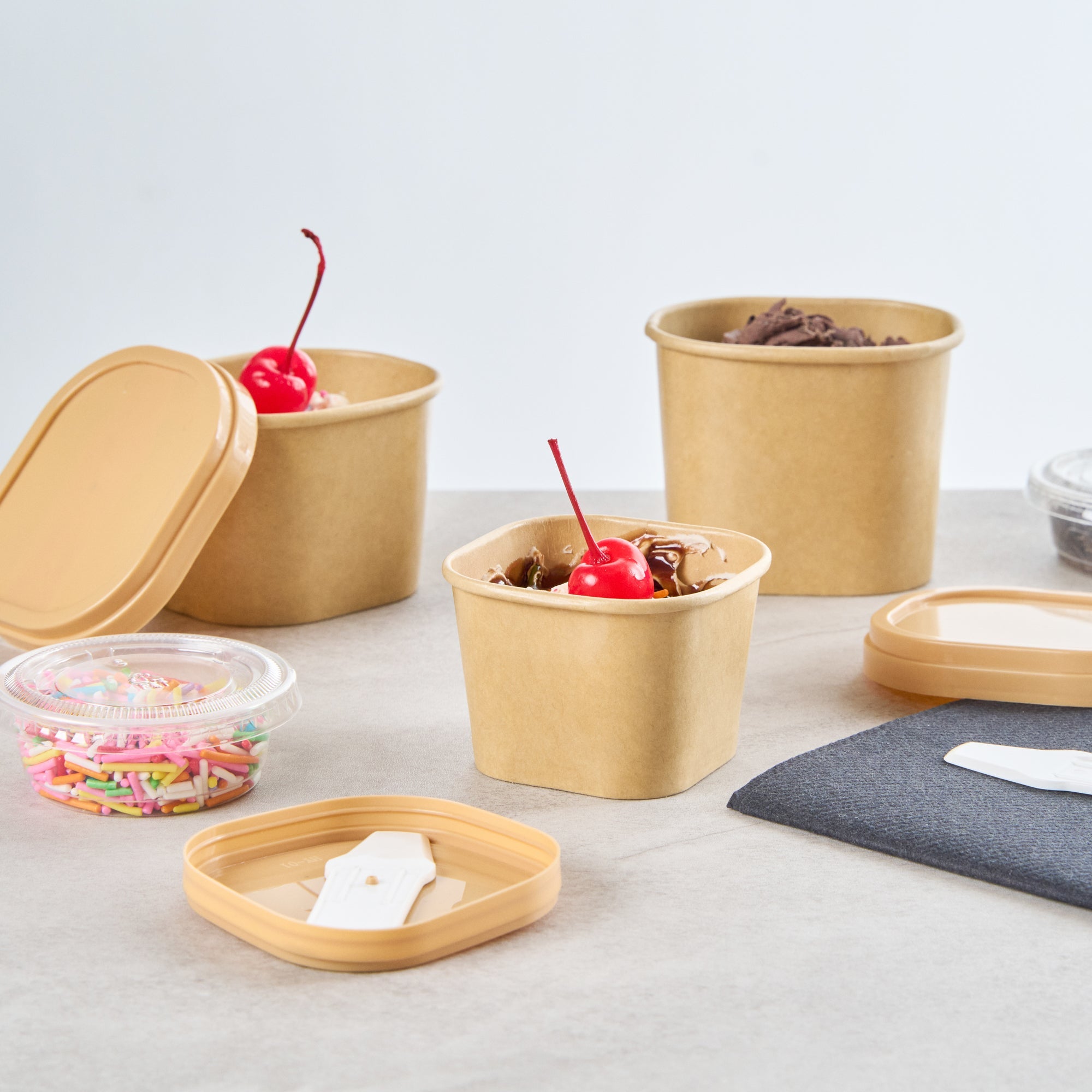 Coppetta 3 oz Square Kraft Paper To Go Cup - 2 1/2" x 2 1/2" x 1 3/4" - 200 count box