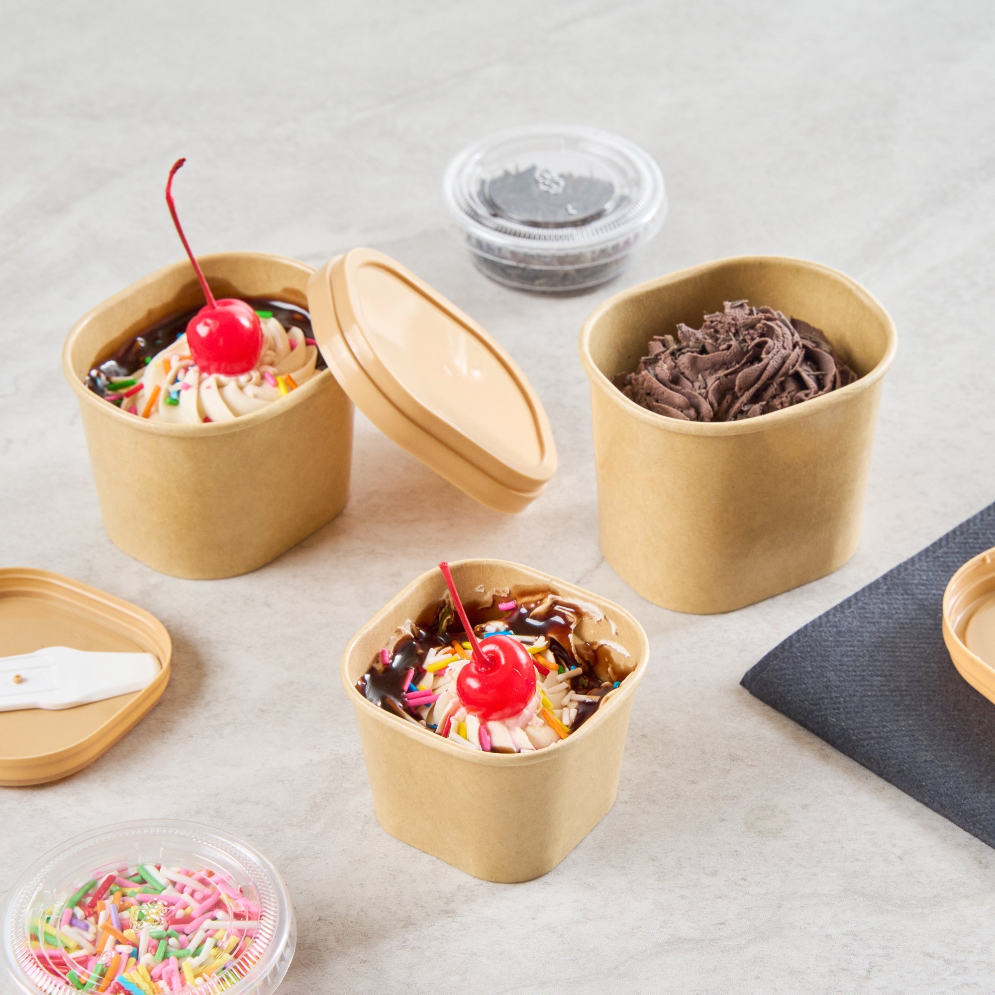 Coppetta 3 oz Square Kraft Paper To Go Cup - 2 1/2" x 2 1/2" x 1 3/4" - 200 count box