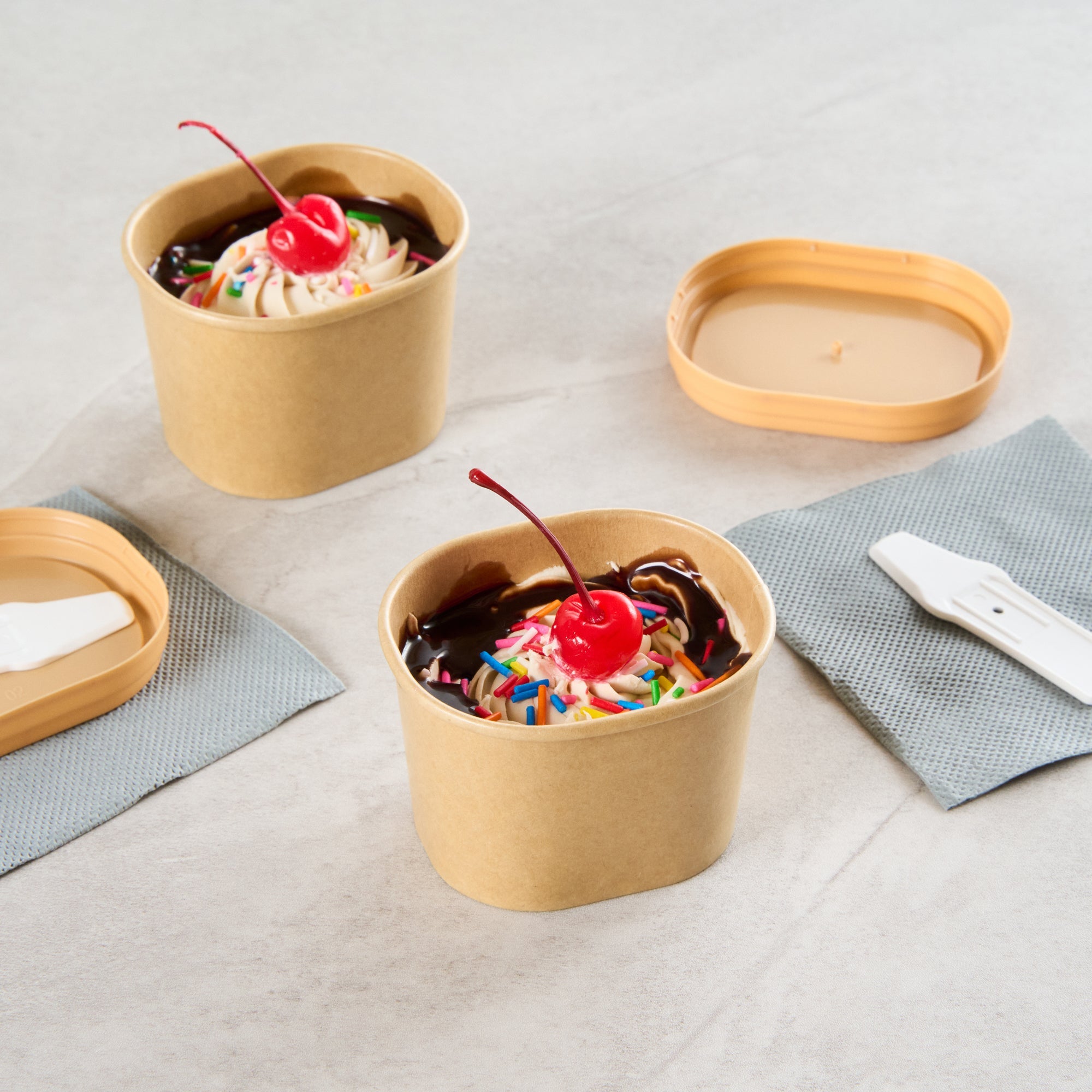 Coppetta 4 oz Square Kraft Paper To Go Cup - 3" x 2 1/2" x 2" - 50 count box