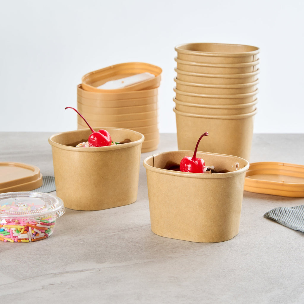 Coppetta 4 oz Square Kraft Paper To Go Cup - 3" x 2 1/2" x 2" - 50 count box