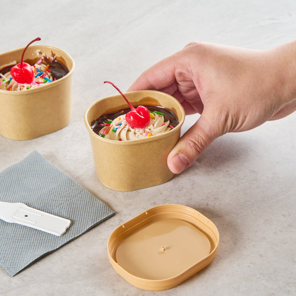 Coppetta 4 oz Square Kraft Paper To Go Cup - 3" x 2 1/2" x 2" - 50 count box