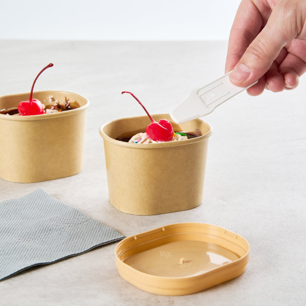 Coppetta 4 oz Square Kraft Paper To Go Cup - 3" x 2 1/2" x 2" - 50 count box