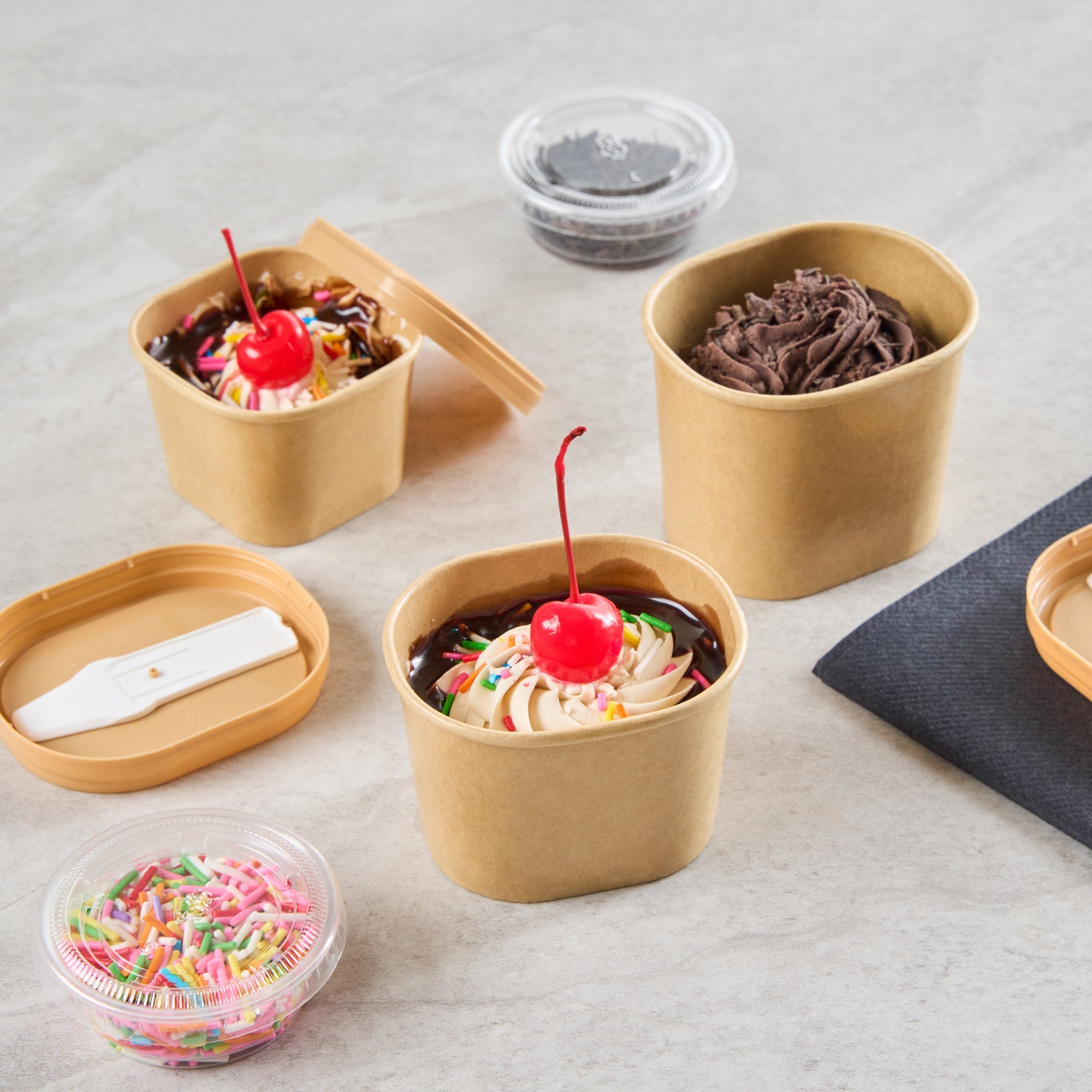 Coppetta 4 oz Square Kraft Paper To Go Cup - 3" x 2 1/2" x 2" - 50 count box