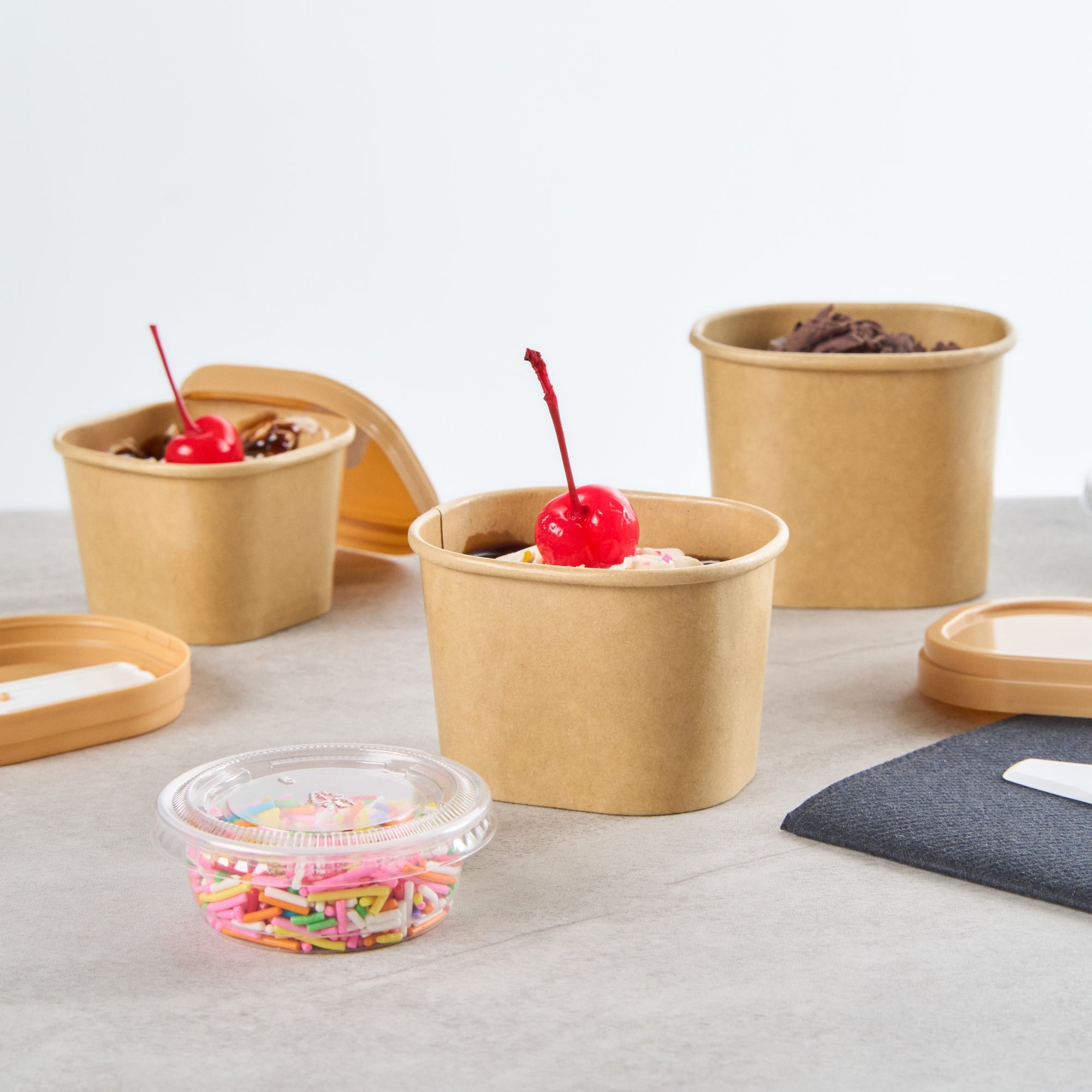 Coppetta 4 oz Square Kraft Paper To Go Cup - 3" x 2 1/2" x 2" - 50 count box