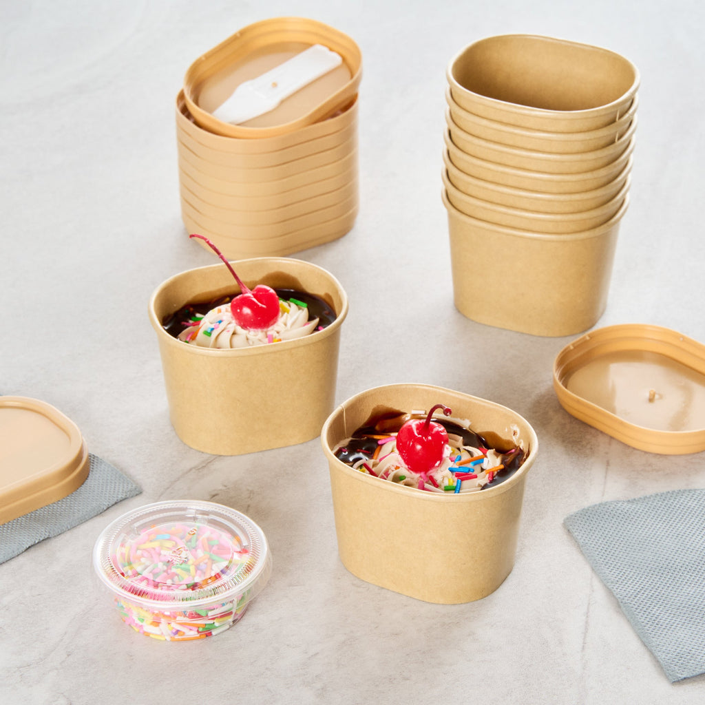 Coppetta 4 oz Square Kraft Paper To Go Cup - 3" x 2 1/2" x 2" - 200 count box