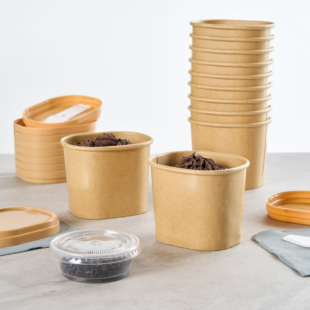 Coppetta 5 oz Square Kraft Paper To Go Cup - 3" x 2 1/2" x 2 1/4" - 50 count box