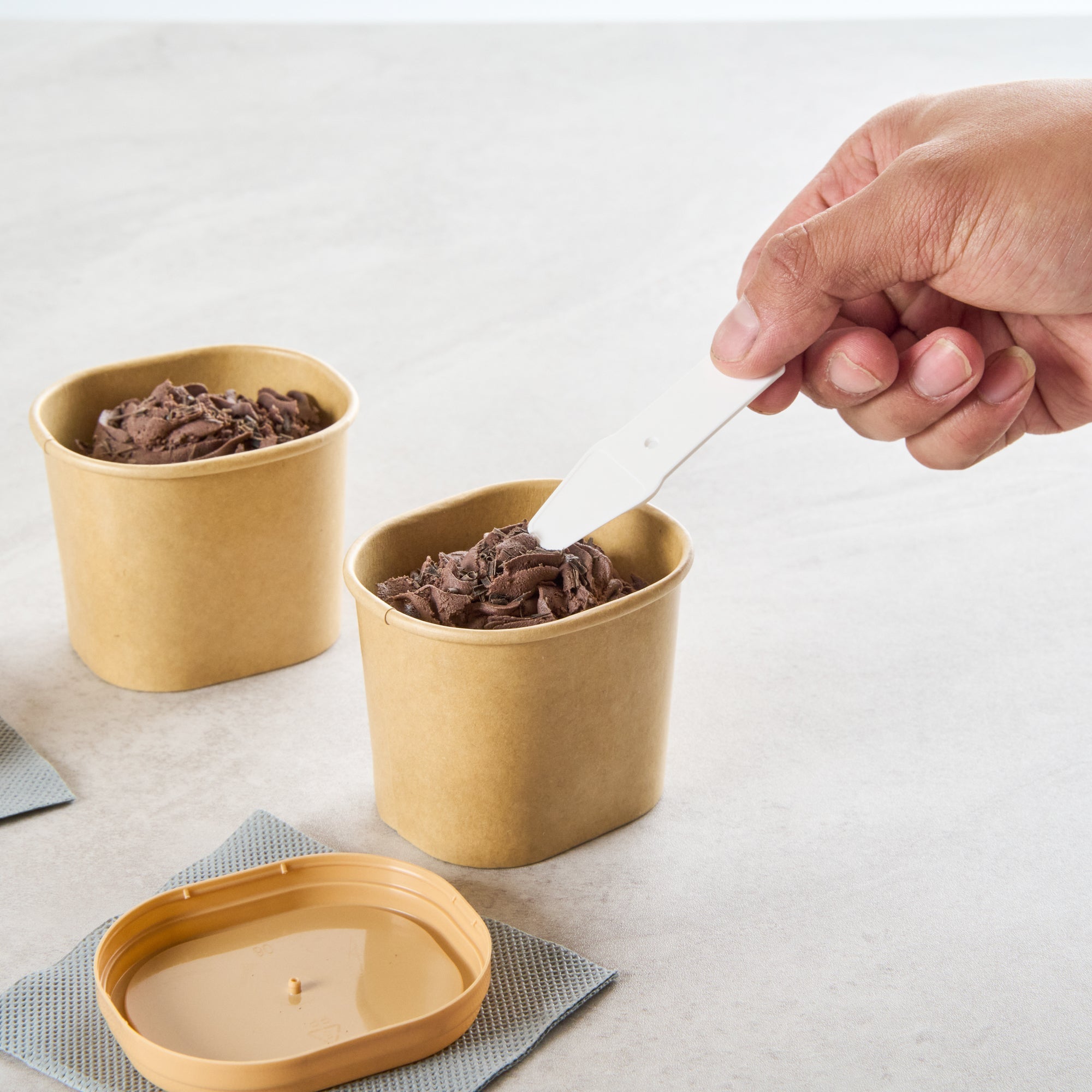 Coppetta 5 oz Square Kraft Paper To Go Cup - 3" x 2 1/2" x 2 1/4" - 50 count box