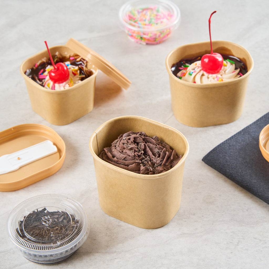 Coppetta 5 oz Square Kraft Paper To Go Cup - 3" x 2 1/2" x 2 1/4" - 50 count box