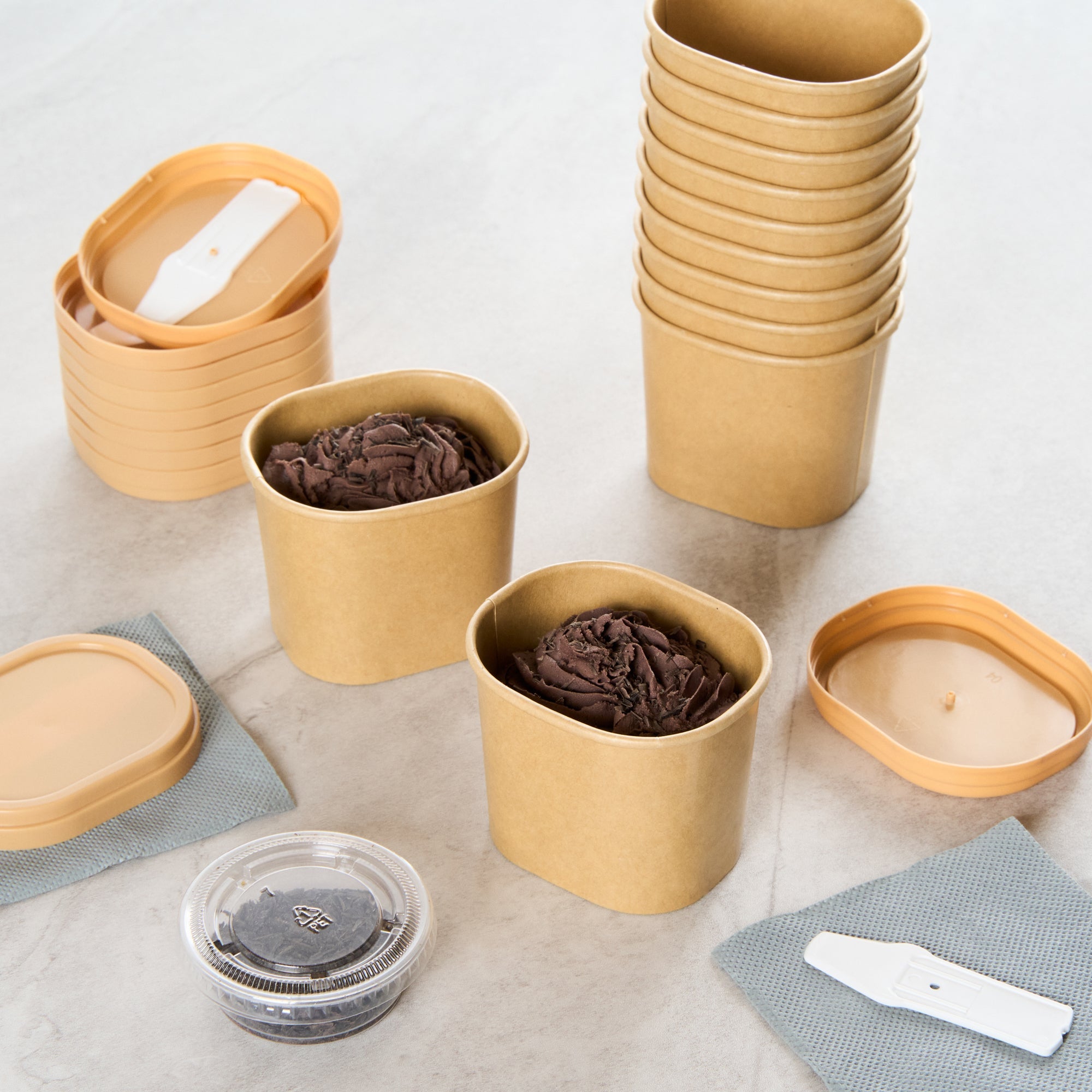 Coppetta 5 oz Square Kraft Paper To Go Cup - 3" x 2 1/2" x 2 1/4" - 200 count box