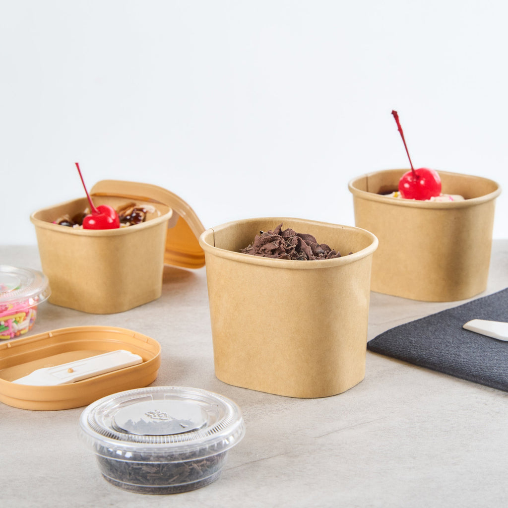 Coppetta 5 oz Square Kraft Paper To Go Cup - 3" x 2 1/2" x 2 1/4" - 200 count box