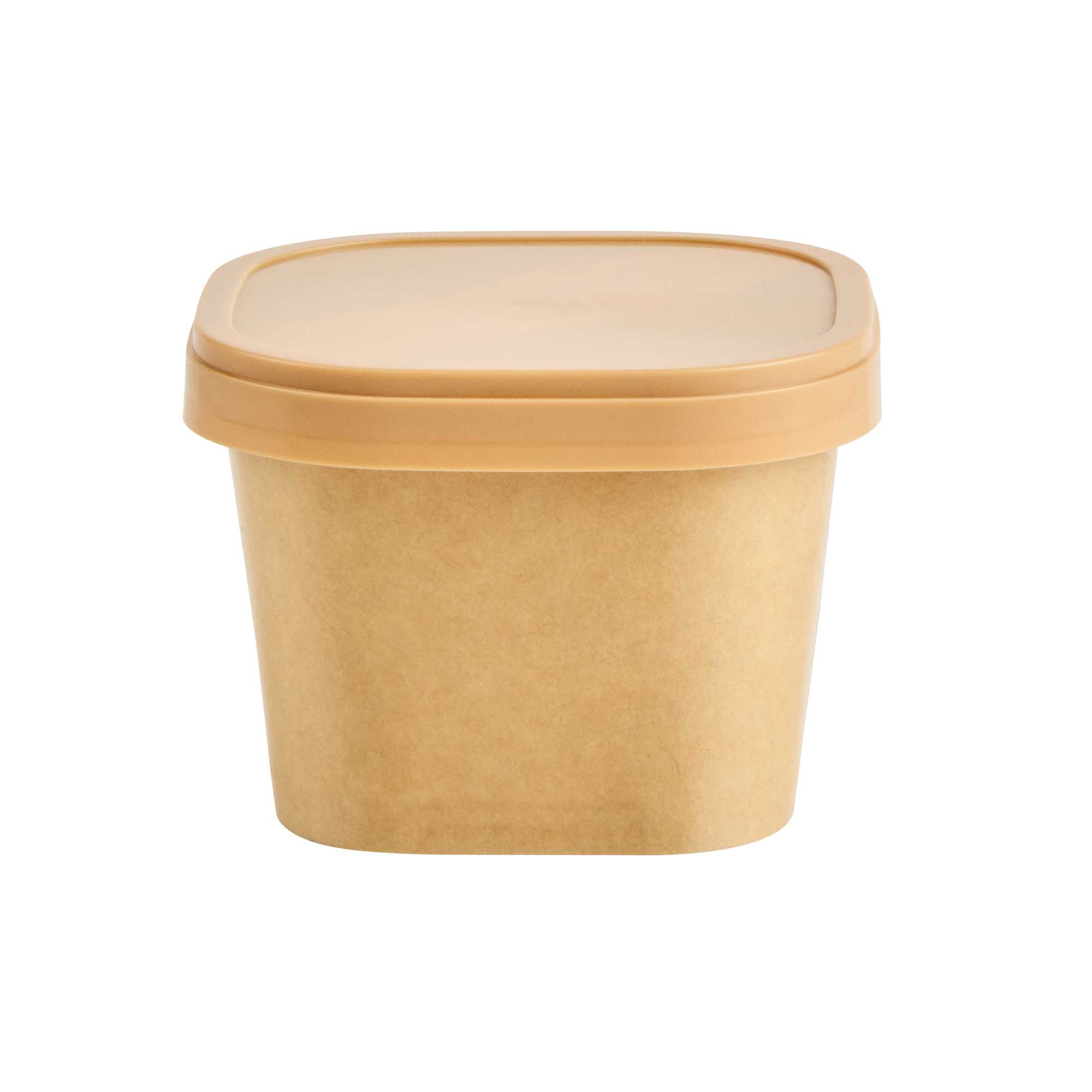 Coppetta Square Brown Plastic Lid - Fits 3 oz To Go Cup, with Spoon - 50 count box