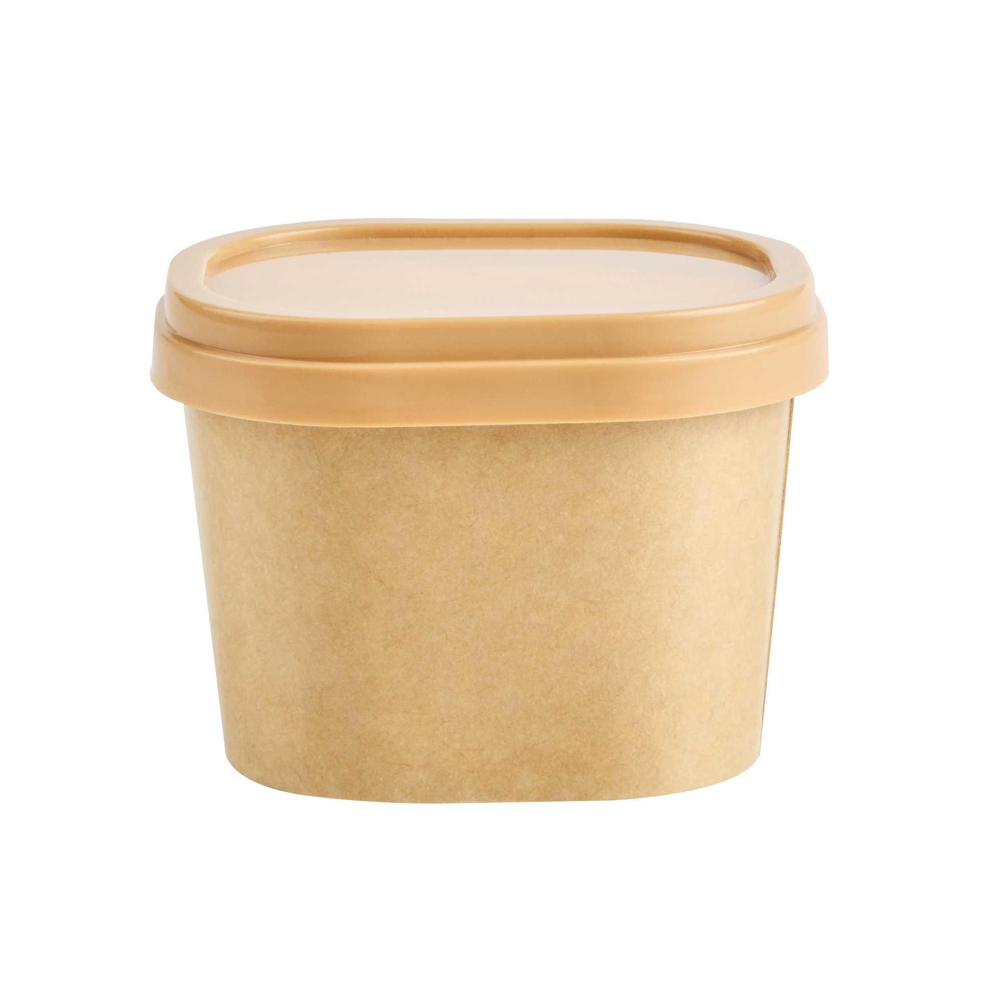 Coppetta Square Brown Plastic Lid - Fits 4 oz To Go Cup, with Spoon - 50 count box
