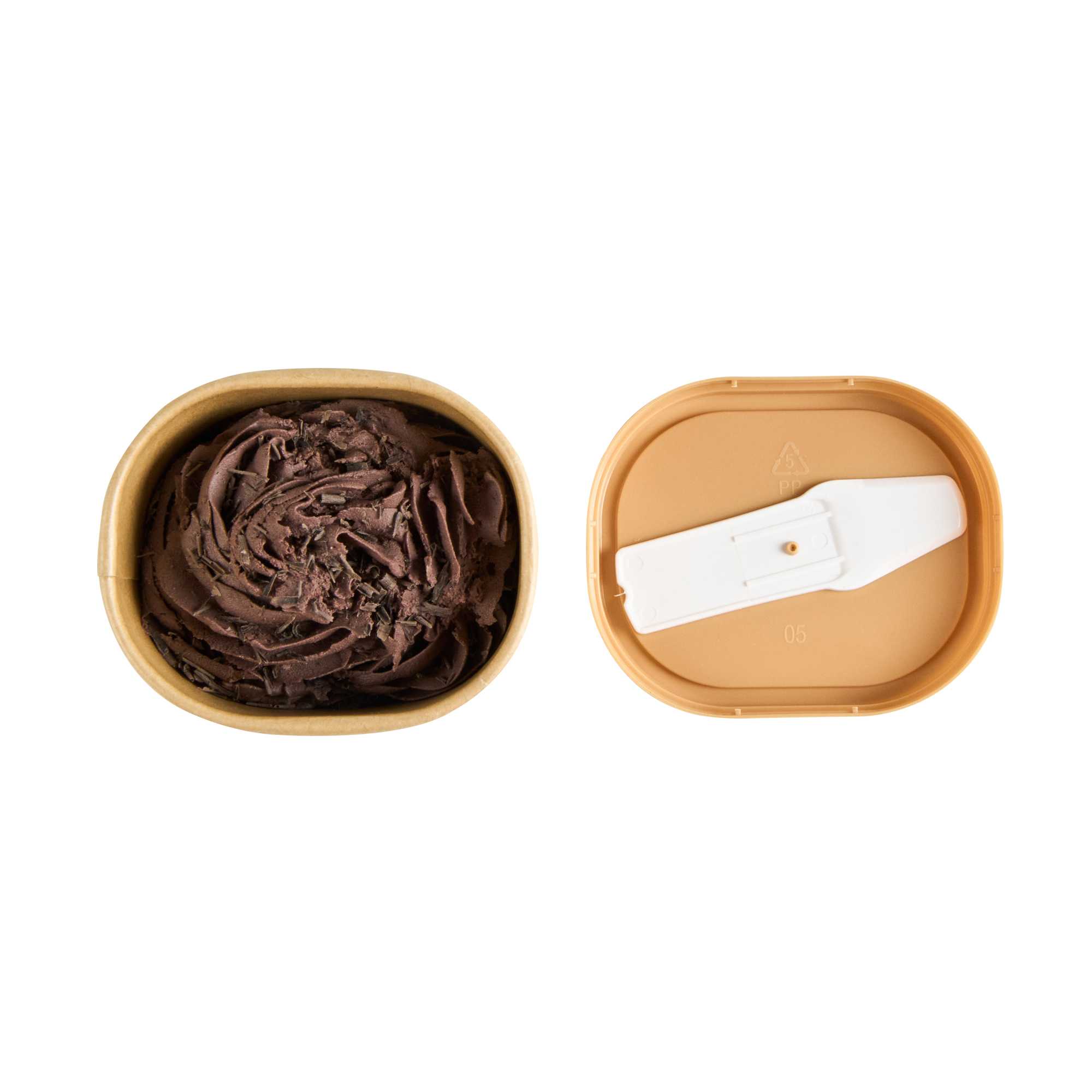 Coppetta Square Brown Plastic Lid - Fits 4 oz To Go Cup, with Spoon - 200 count box