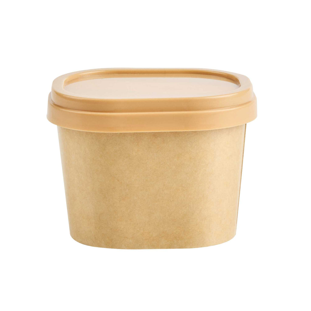 Coppetta Square Brown Plastic Lid - Fits 4 oz To Go Cup, with Spoon - 200 count box
