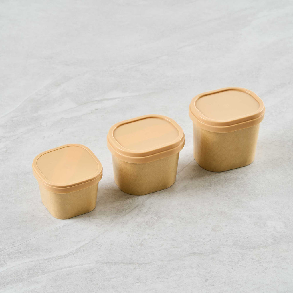 Coppetta Square Brown Plastic Lid - Fits 4 oz To Go Cup, with Spoon - 200 count box