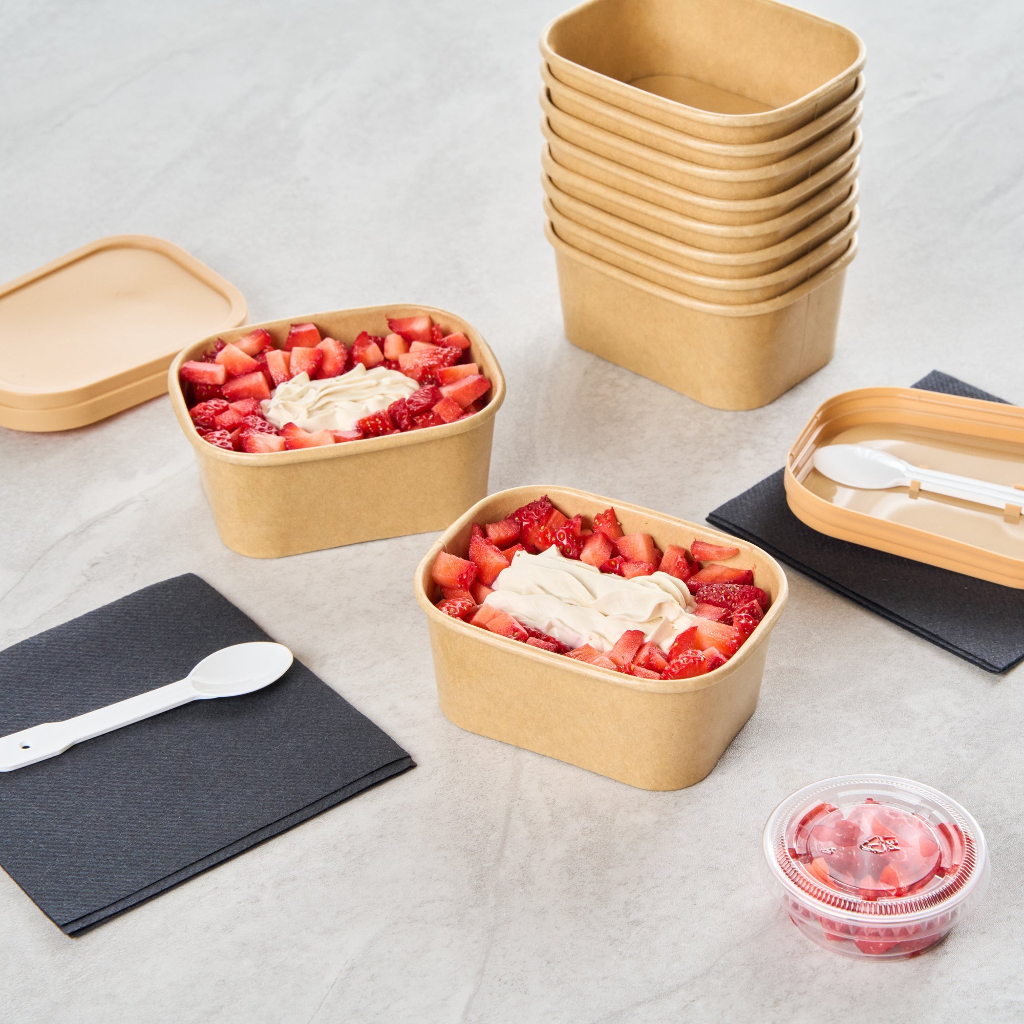 Coppetta 7 oz Square Kraft Paper To Go Cup - 4 1/4" x 3 1/4" x 1 3/4" - 50 count box