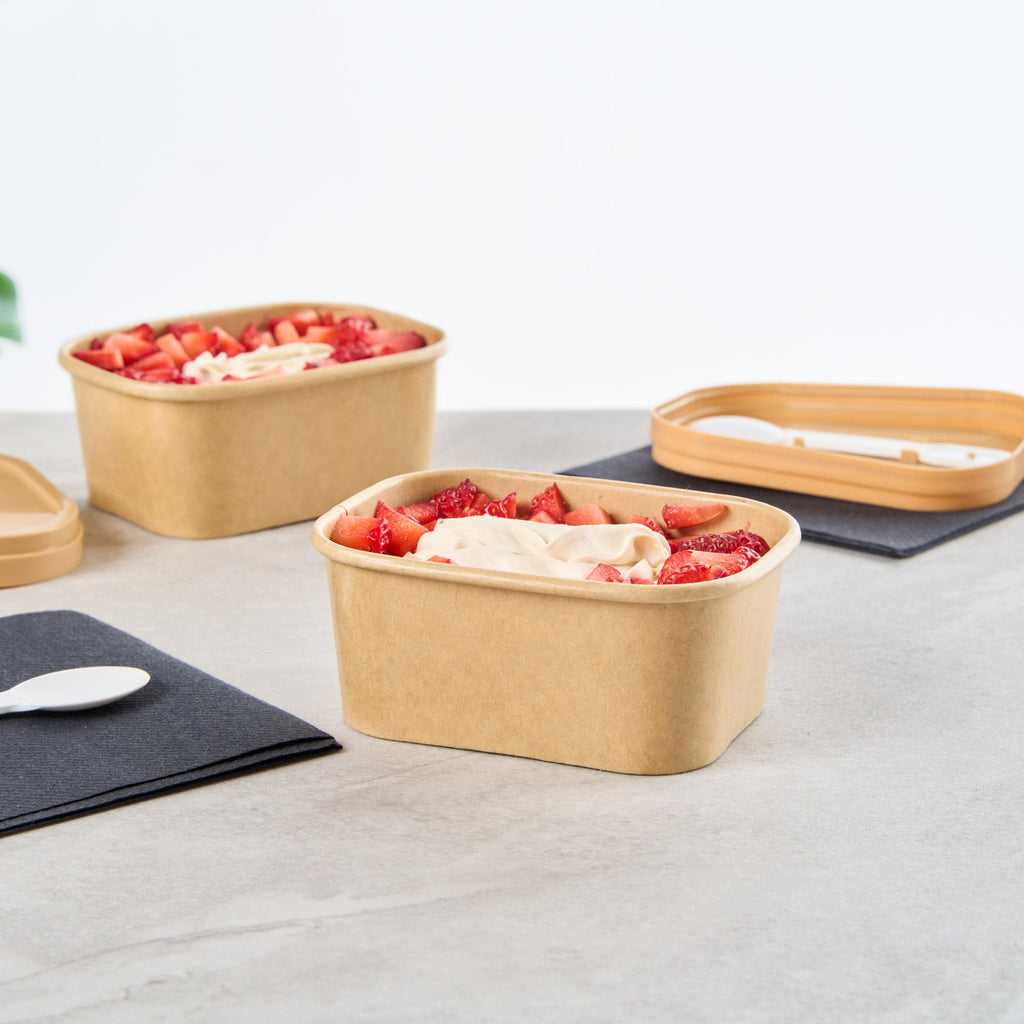 Coppetta 7 oz Square Kraft Paper To Go Cup - 4 1/4" x 3 1/4" x 1 3/4" - 50 count box
