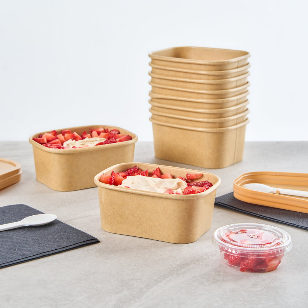 Coppetta 7 oz Square Kraft Paper To Go Cup - 4 1/4" x 3 1/4" x 1 3/4" - 200 count box