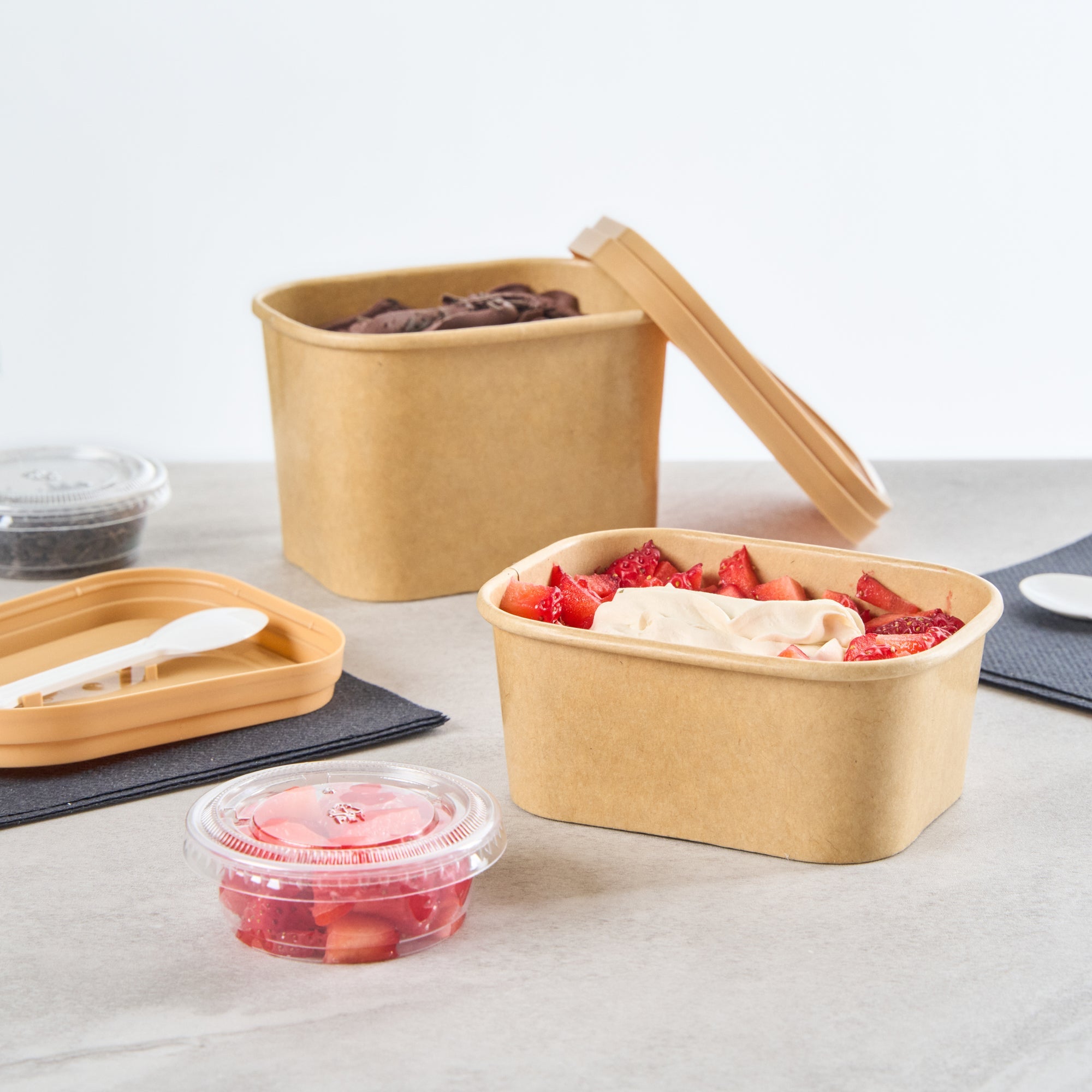 Coppetta 7 oz Square Kraft Paper To Go Cup - 4 1/4" x 3 1/4" x 1 3/4" - 200 count box