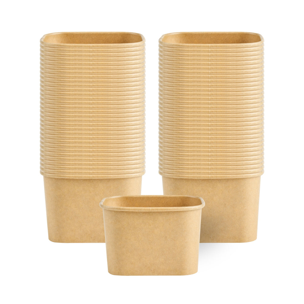 Coppetta 12 oz Square Kraft Paper To Go Cup - 4 1/4" x 3 1/4" x 2 3/4" - 50 count box