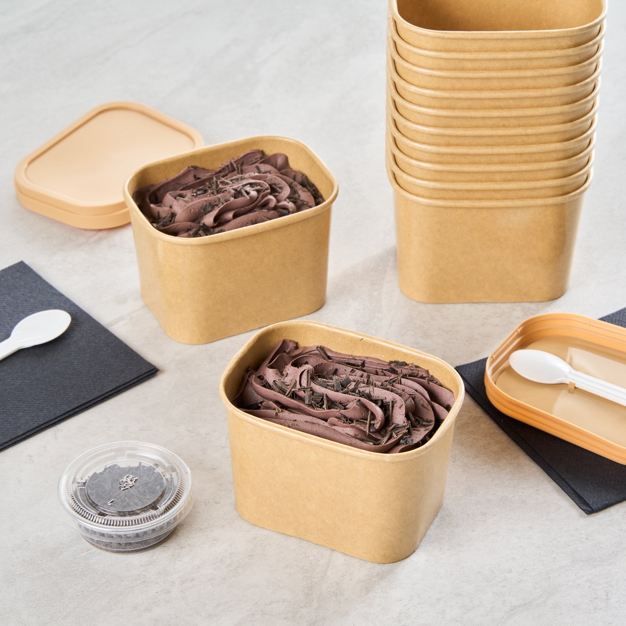 Coppetta 12 oz Square Kraft Paper To Go Cup - 4 1/4" x 3 1/4" x 2 3/4" - 50 count box
