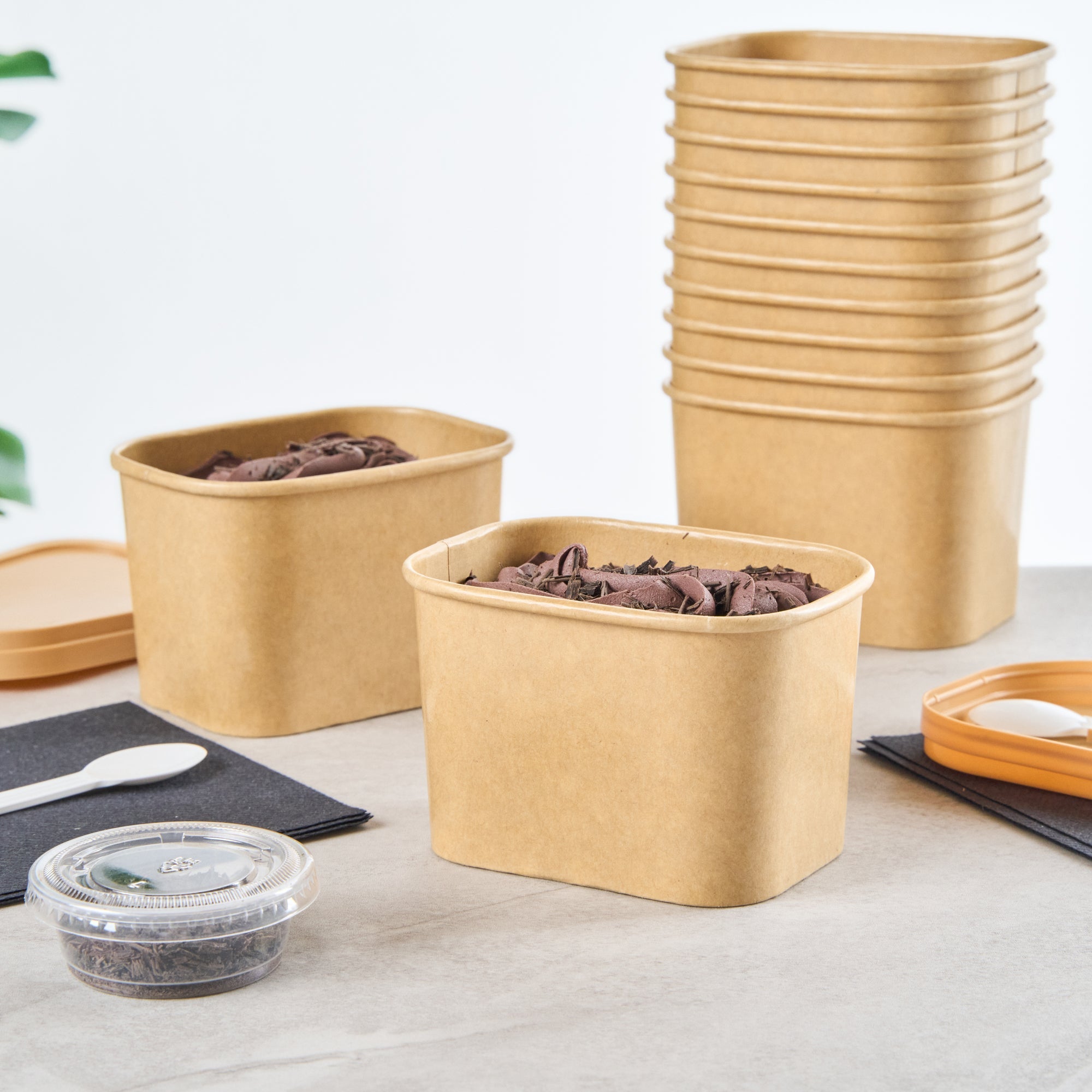 Coppetta 12 oz Square Kraft Paper To Go Cup - 4 1/4" x 3 1/4" x 2 3/4" - 200 count box