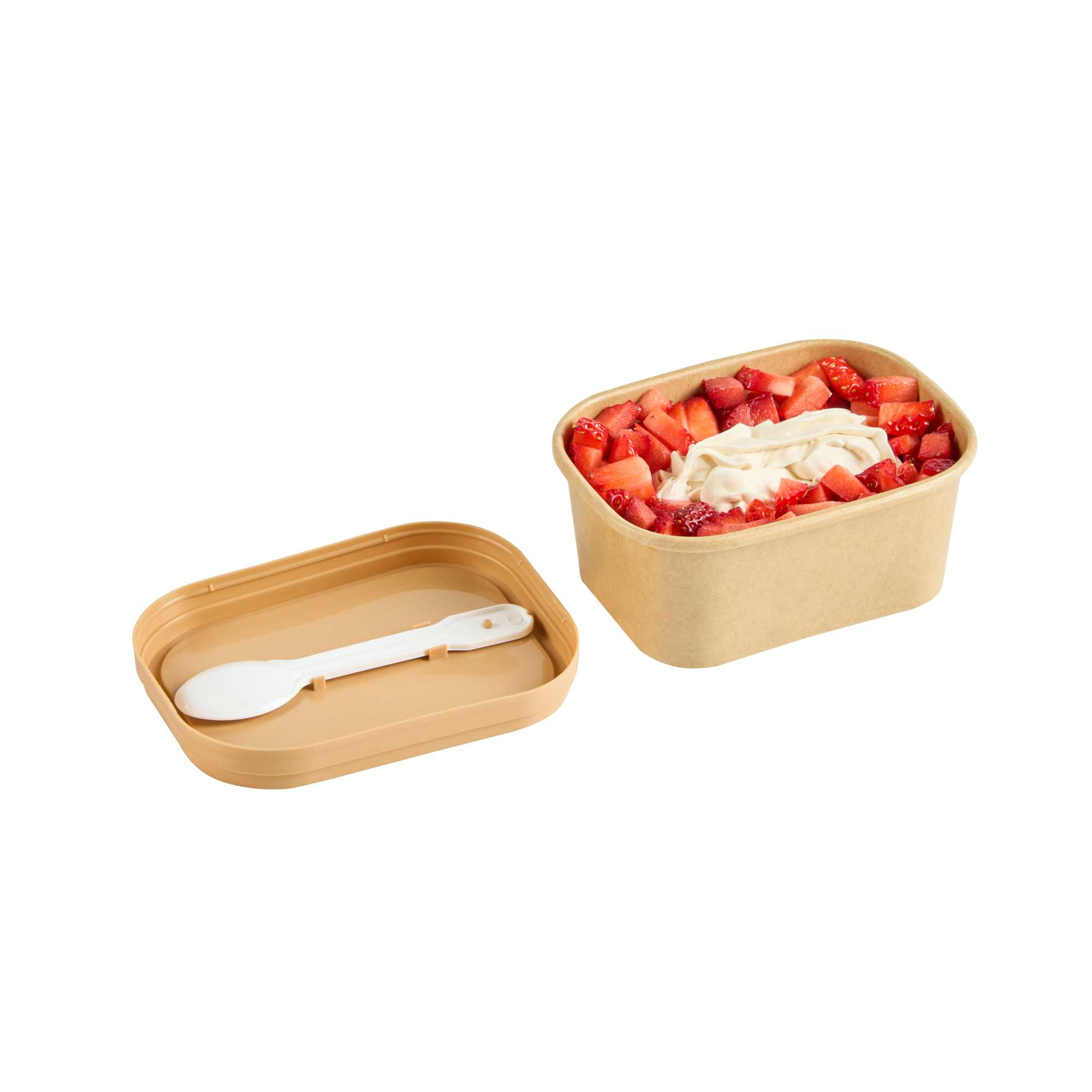 Coppetta Square Brown Plastic Lid - Fits 7 and 12 oz To Go Cups, with Spoon - 200 count box