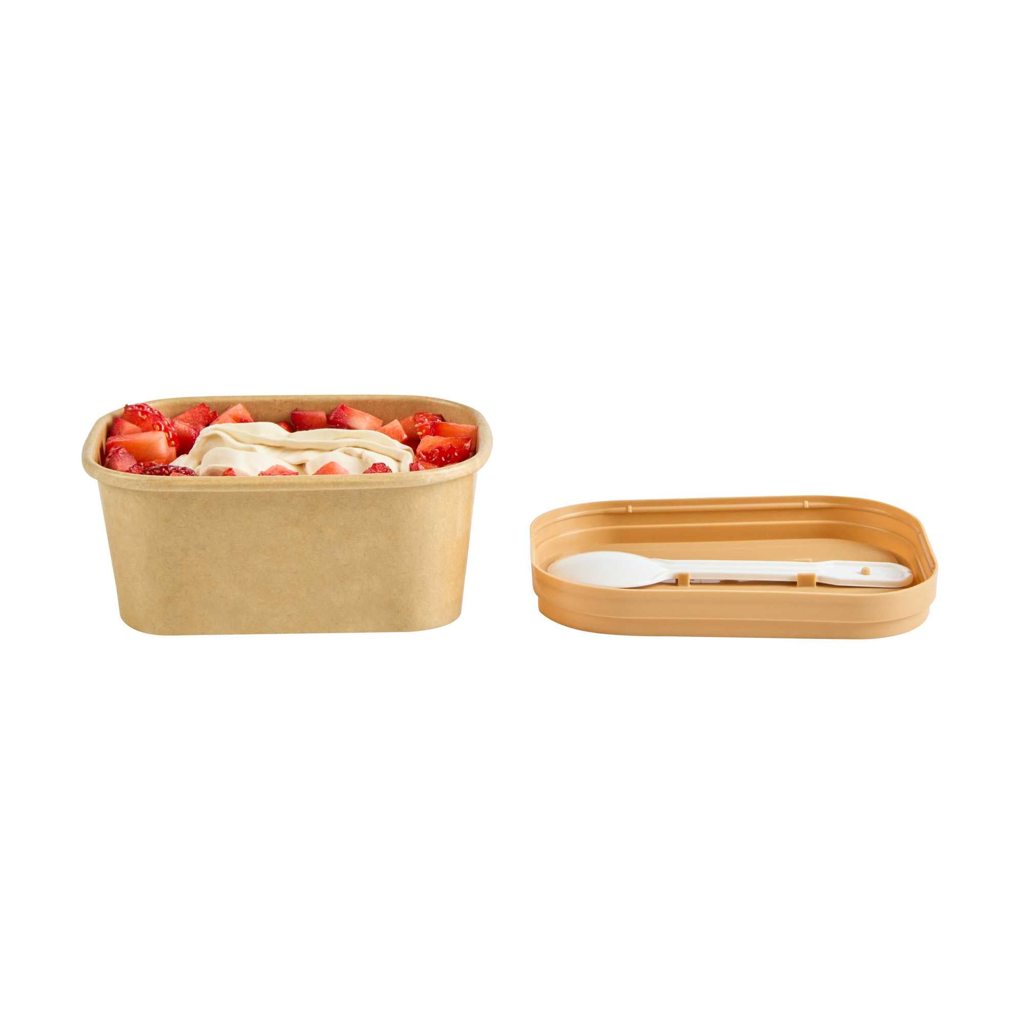 Coppetta Square Brown Plastic Lid - Fits 7 and 12 oz To Go Cups, with Spoon - 200 count box