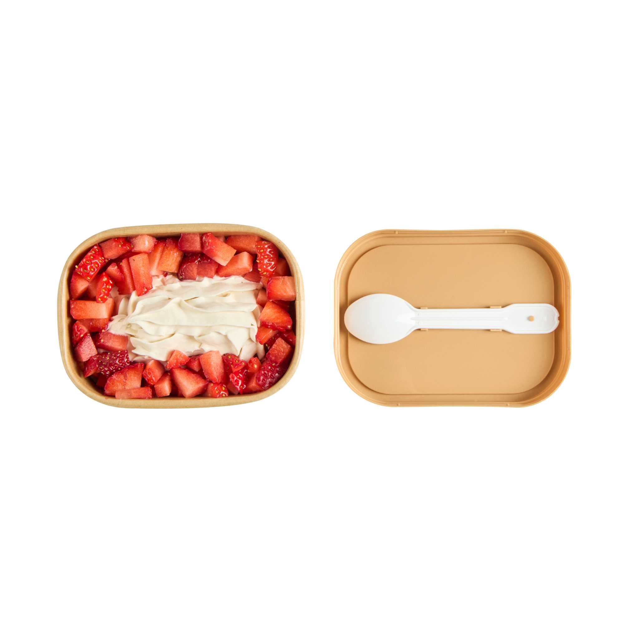 Coppetta Square Brown Plastic Lid - Fits 7 and 12 oz To Go Cups, with Spoon - 200 count box