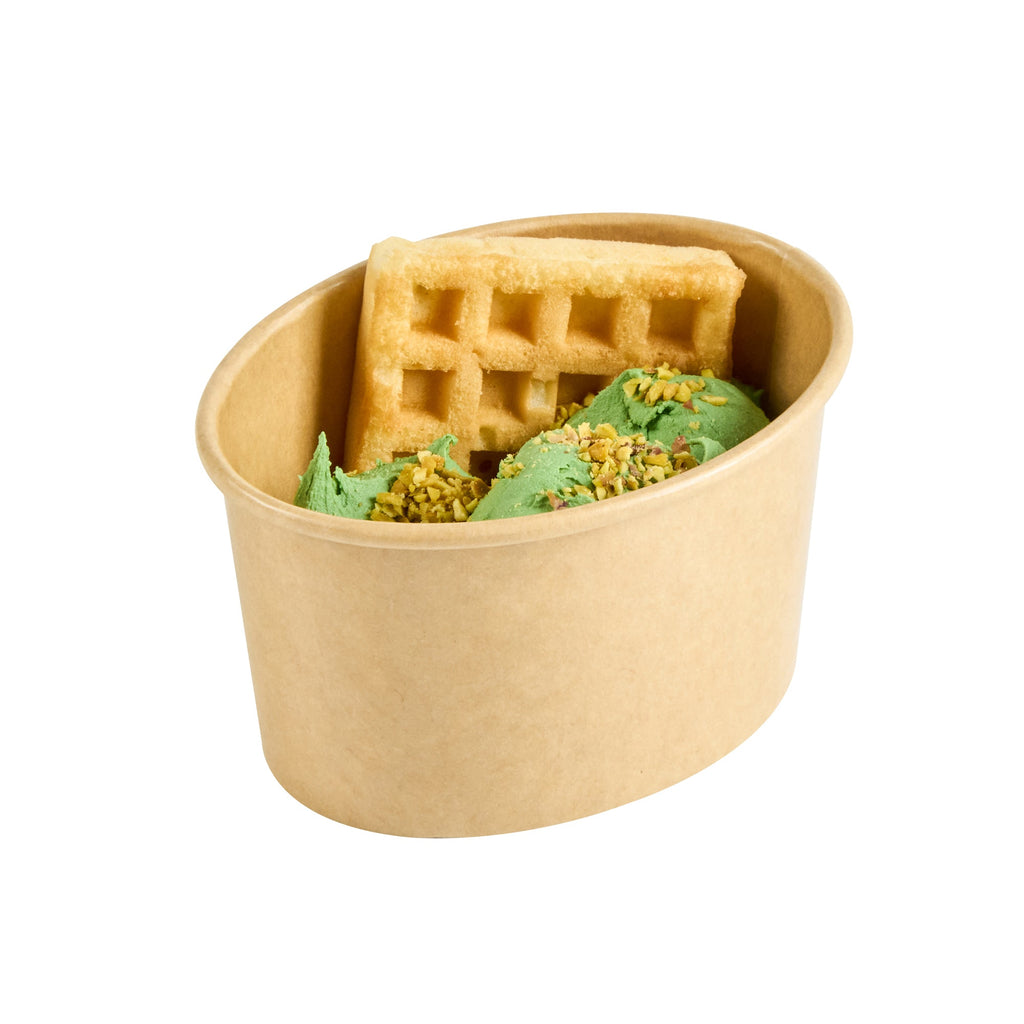 Coppetta 6 oz Oval Kraft Paper To Go Cup - 3 3/4" x 3" x 2 1/4" - 200 count box