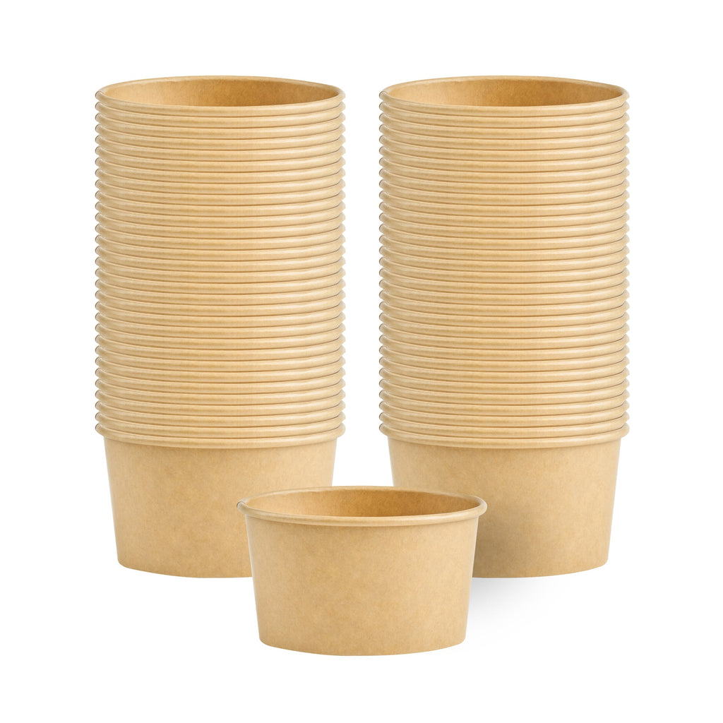 Coppetta 6 oz Oval Kraft Paper To Go Cup - 3 3/4" x 3" x 2 1/4" - 50 count box