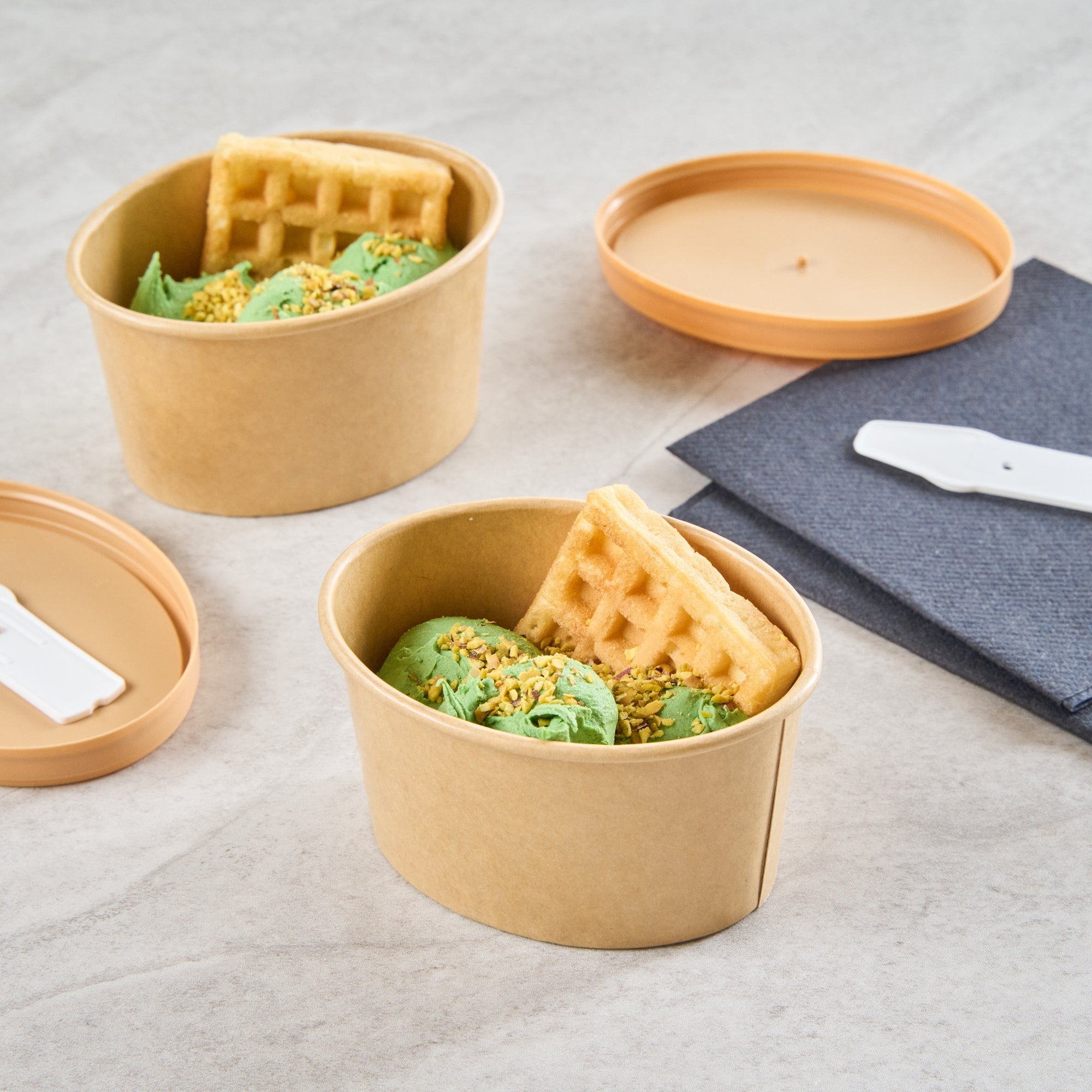 Coppetta 6 oz Oval Kraft Paper To Go Cup - 3 3/4" x 3" x 2 1/4" - 50 count box