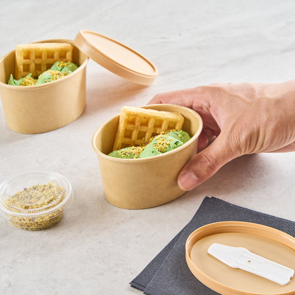 Coppetta 6 oz Oval Kraft Paper To Go Cup - 3 3/4" x 3" x 2 1/4" - 50 count box