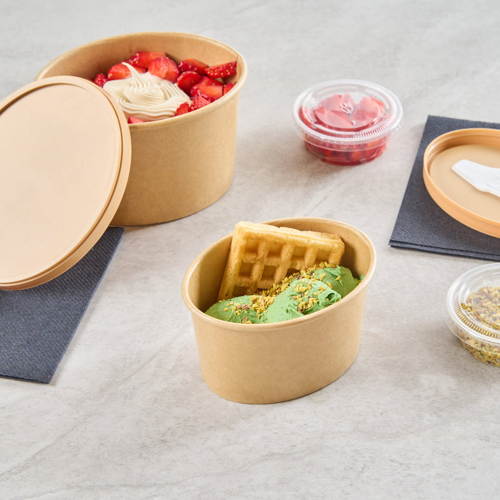 Coppetta 6 oz Oval Kraft Paper To Go Cup - 3 3/4" x 3" x 2 1/4" - 50 count box