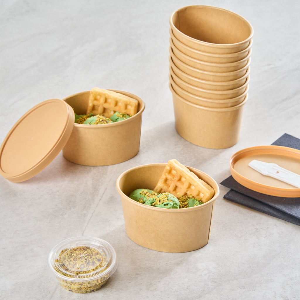 Coppetta 6 oz Oval Kraft Paper To Go Cup - 3 3/4" x 3" x 2 1/4" - 200 count box