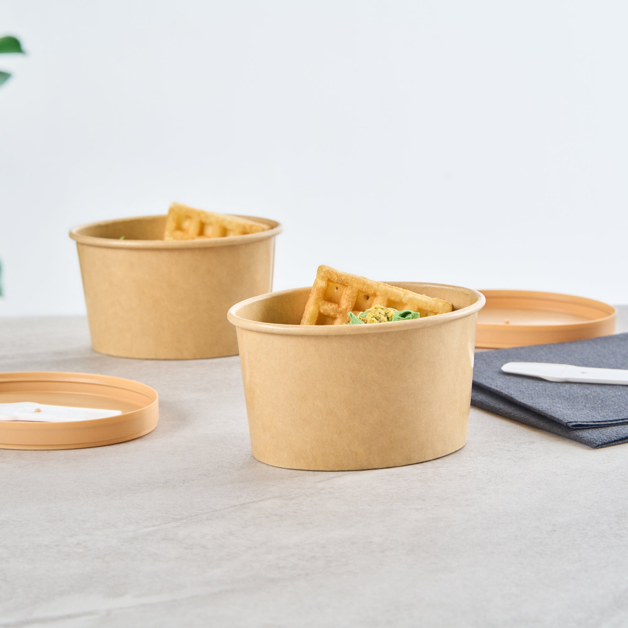 Coppetta 6 oz Oval Kraft Paper To Go Cup - 3 3/4" x 3" x 2 1/4" - 200 count box