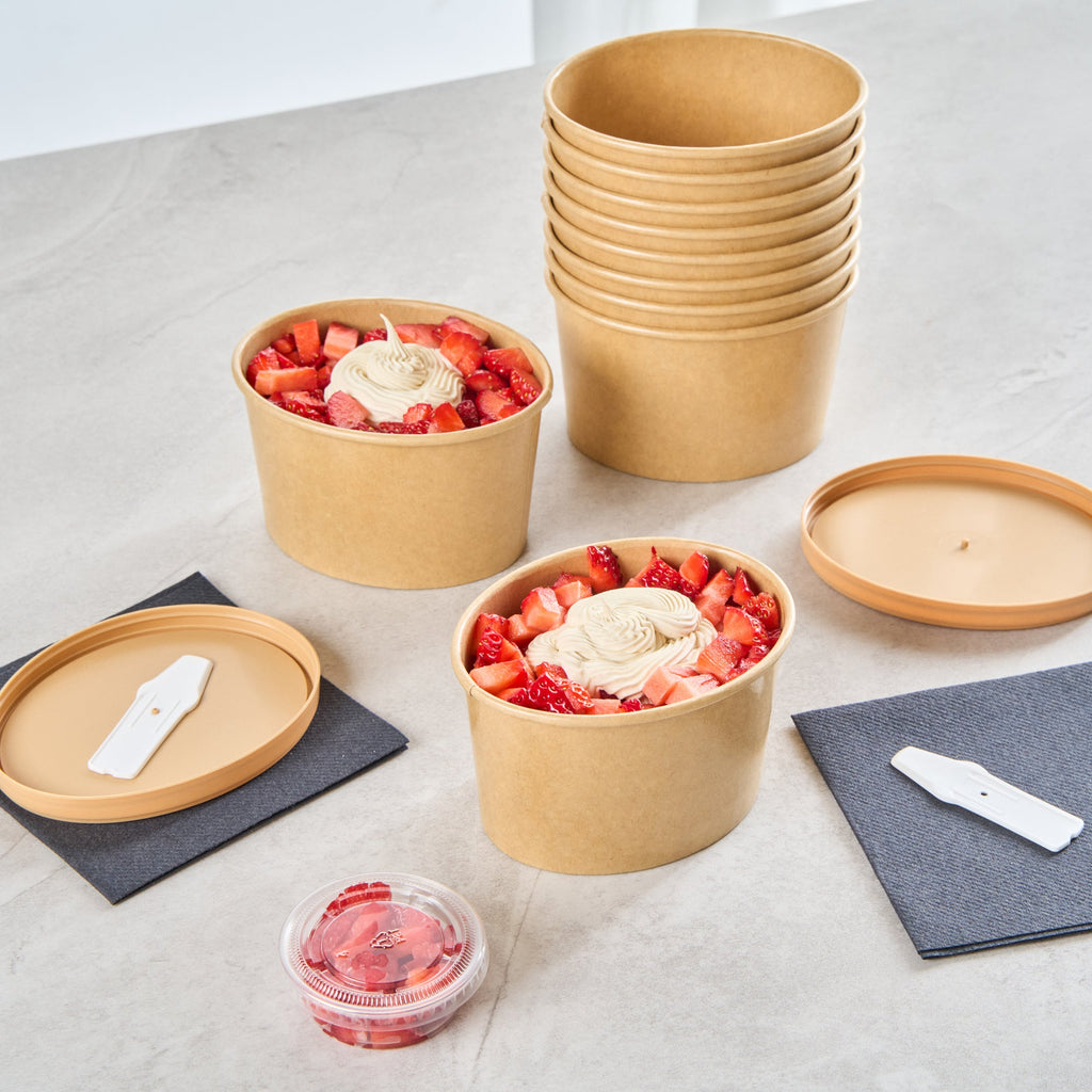 Coppetta 12 oz Oval Kraft Paper To Go Cup - 4 1/2" x 3 1/2" x 2 3/4" - 50 count box