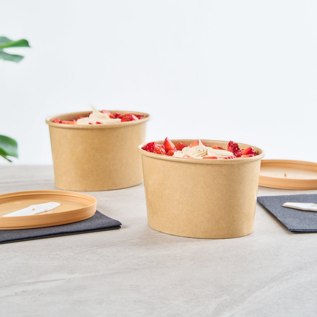 Coppetta 12 oz Oval Kraft Paper To Go Cup - 4 1/2" x 3 1/2" x 2 3/4" - 50 count box