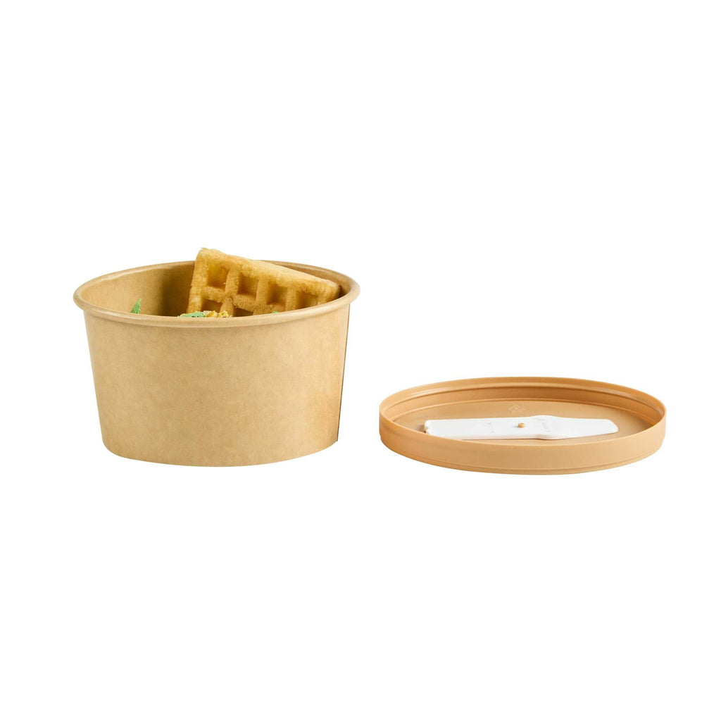 Coppetta Oval Brown Plastic Lid - Fits 6 oz To Go Cup, with Spoon - 200 count box