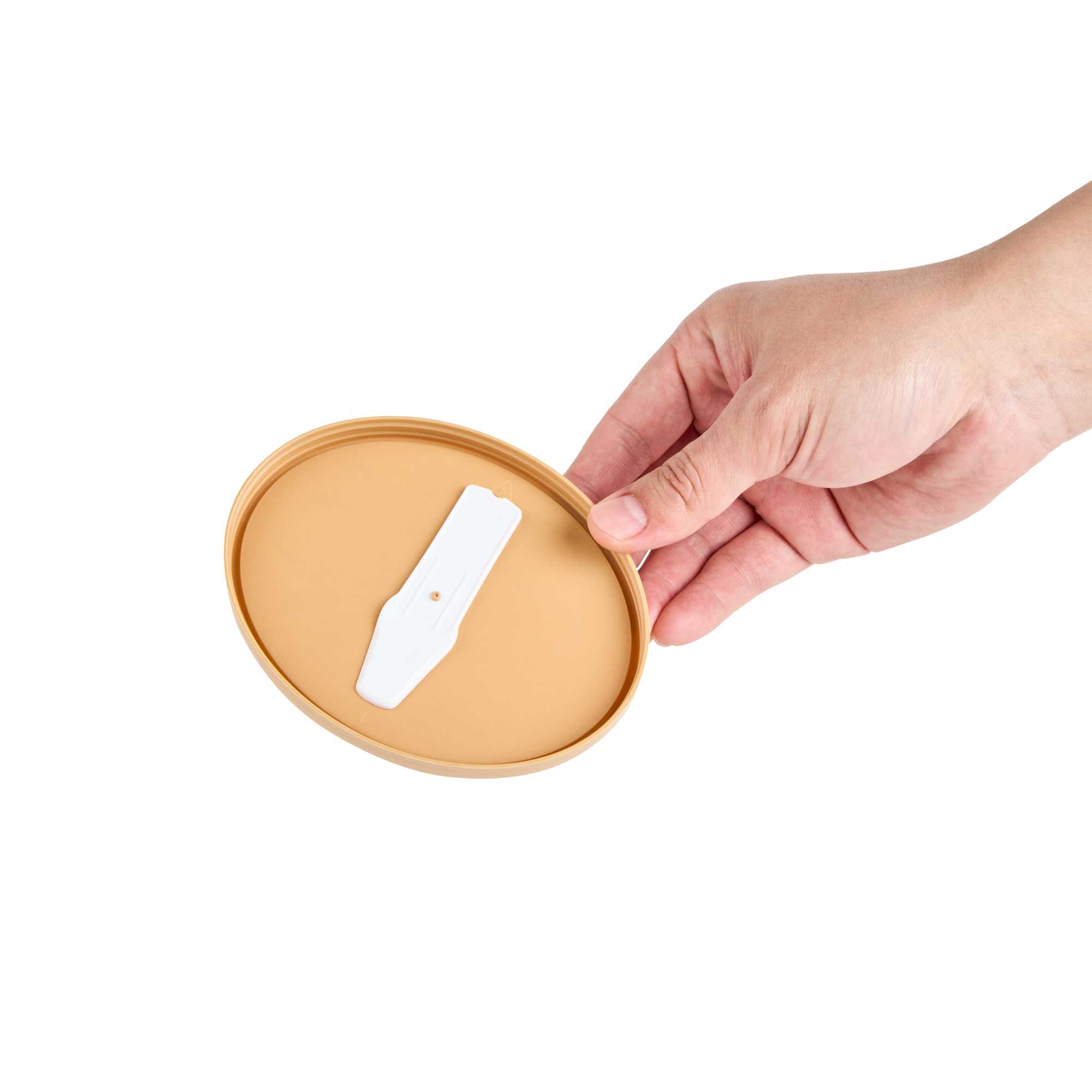 Coppetta Oval Brown Plastic Lid - Fits 12 oz To Go Cup, with Spoon - 50 count box