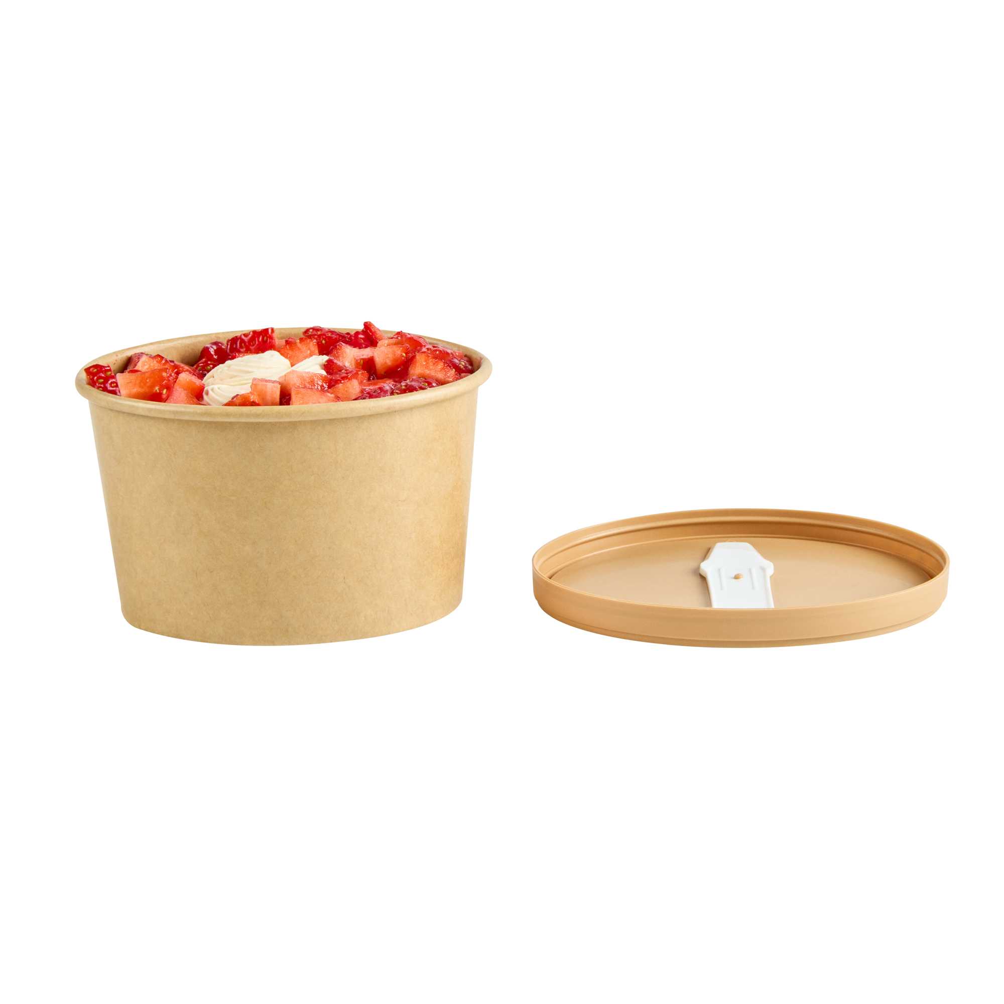 Coppetta Oval Brown Plastic Lid - Fits 12 oz To Go Cup, with Spoon - 50 count box