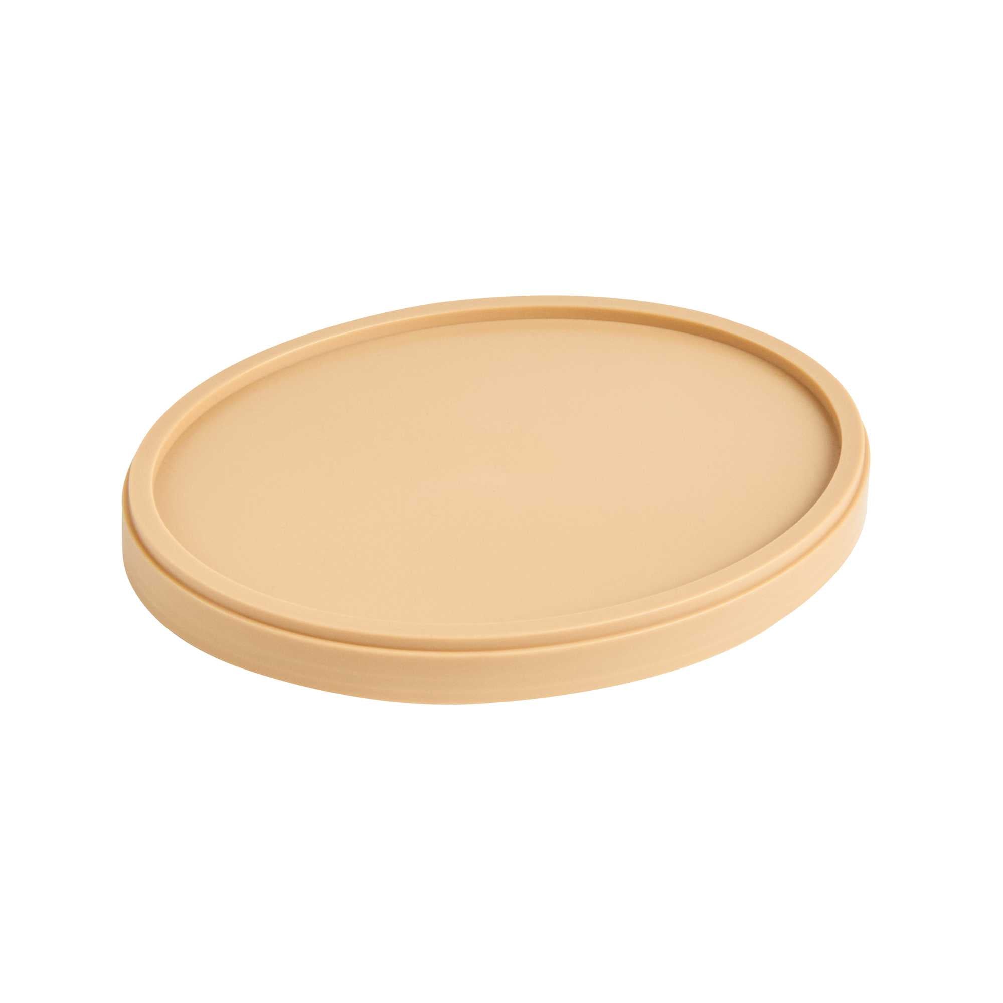 Coppetta Oval Brown Plastic Lid - Fits 12 oz To Go Cup, with Spoon - 50 count box