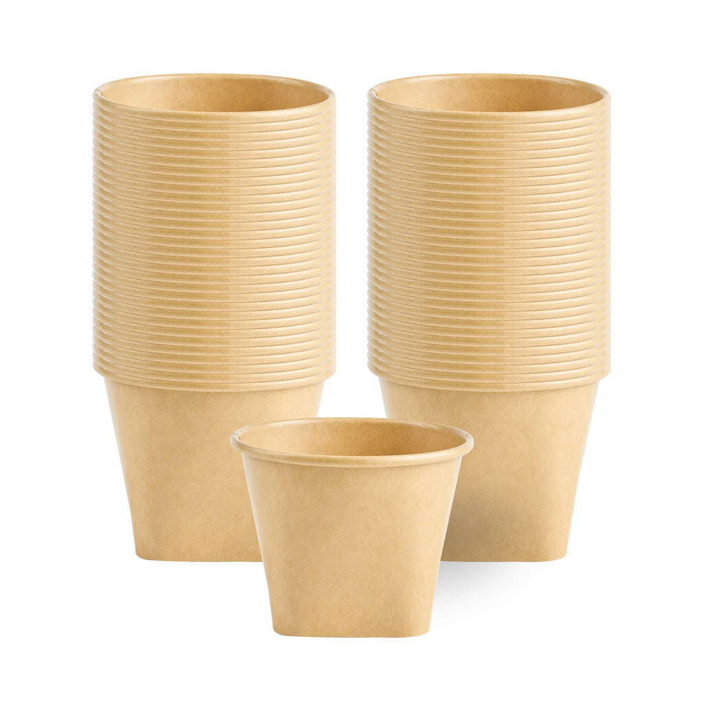 Coppetta 6 oz Round Kraft Paper To Go Cup - with Square Bottom - 3 1/2" x 3 1/2" x 2 1/2" - 50 count box