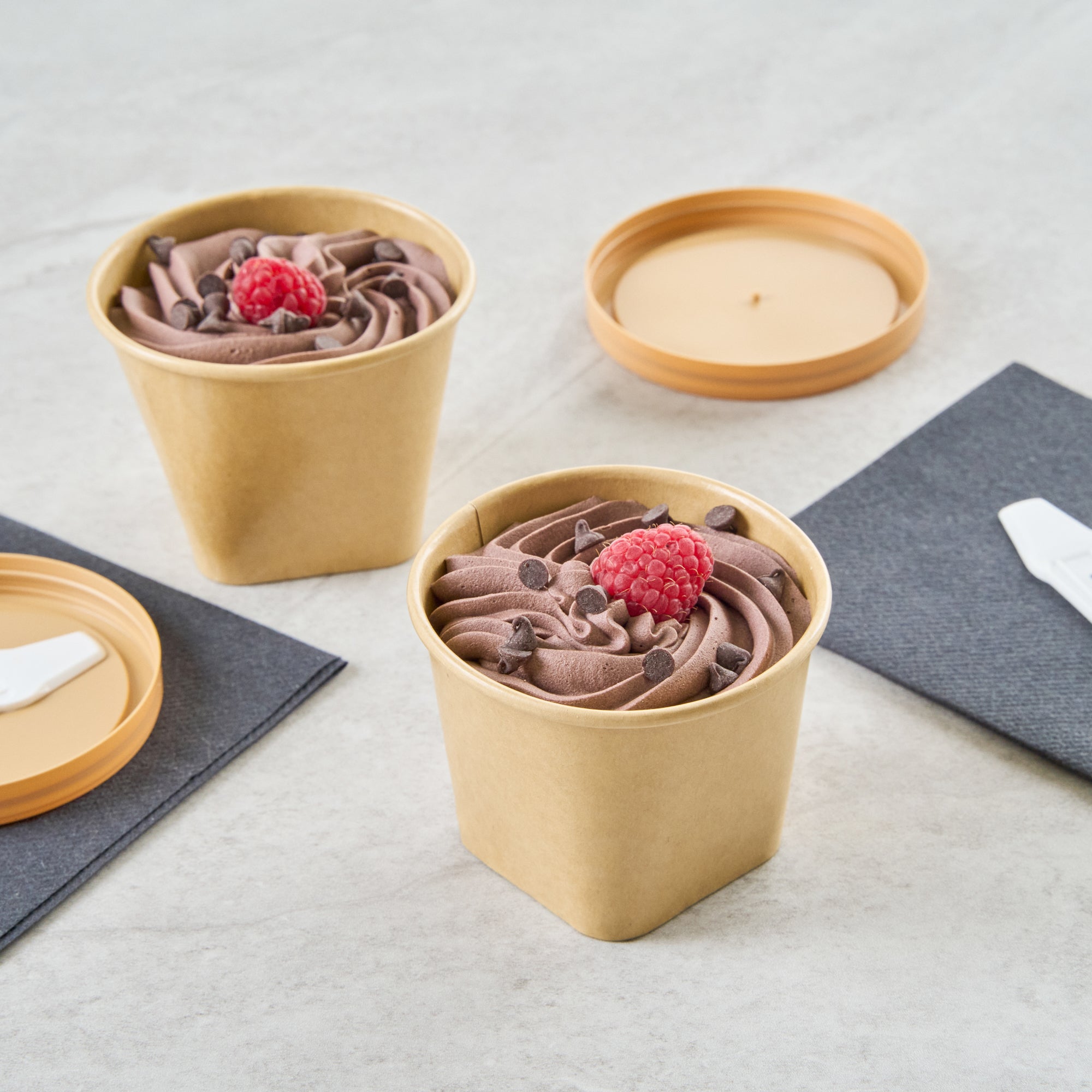 Coppetta 6 oz Round Kraft Paper To Go Cup - with Square Bottom - 3 1/2" x 3 1/2" x 2 1/2" - 50 count box
