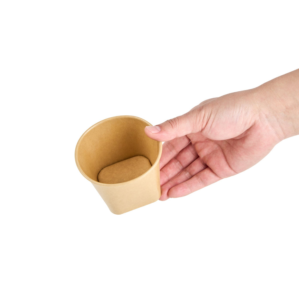 Coppetta 6 oz Round Kraft Paper To Go Cup - with Square Bottom - 3 1/2" x 3 1/2" x 2 1/2" - 50 count box