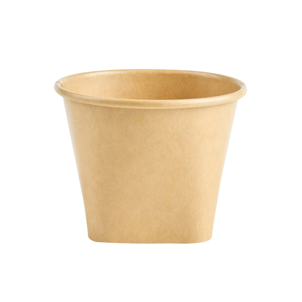 Coppetta 6 oz Round Kraft Paper To Go Cup - with Square Bottom - 3 1/2" x 3 1/2" x 2 1/2" - 50 count box