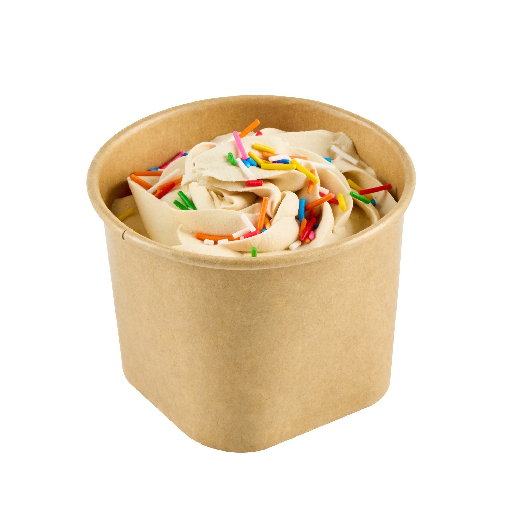 Coppetta 12 oz Round Kraft Paper To Go Cup - with Square Bottom - 3 3/4" x 3 3/4" x 2 3/4" - 200 count box