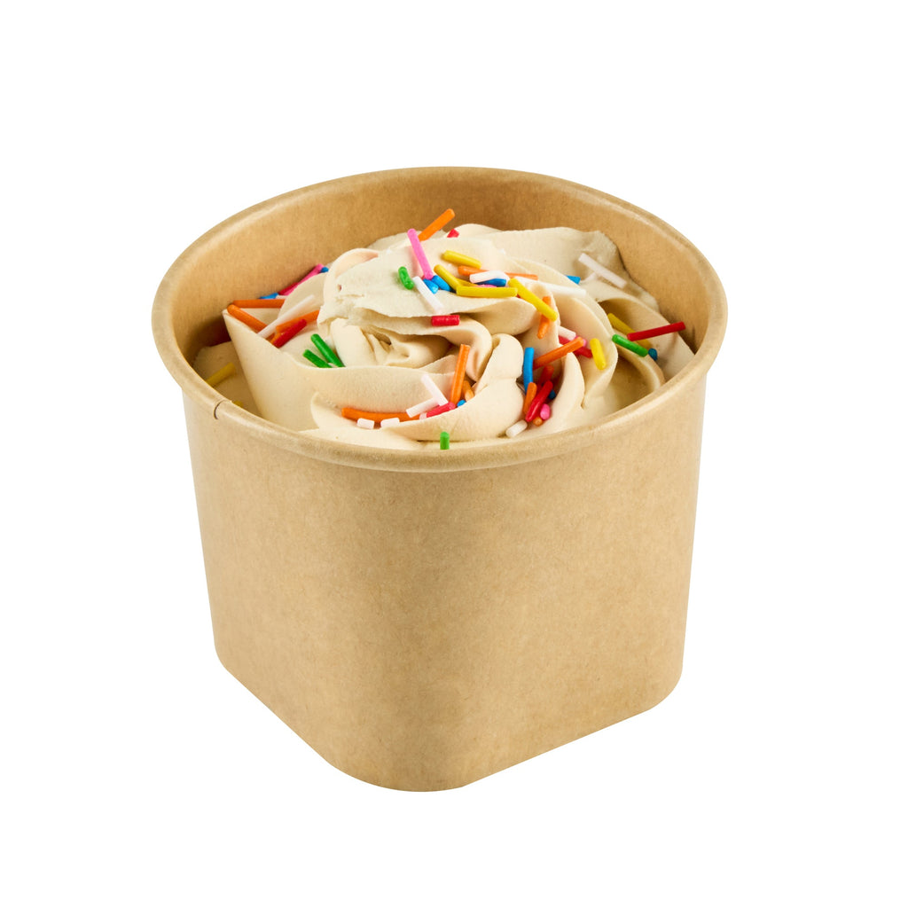 Coppetta 12 oz Round Kraft Paper To Go Cup - with Square Bottom - 3 3/4" x 3 3/4" x 2 3/4" - 50 count box
