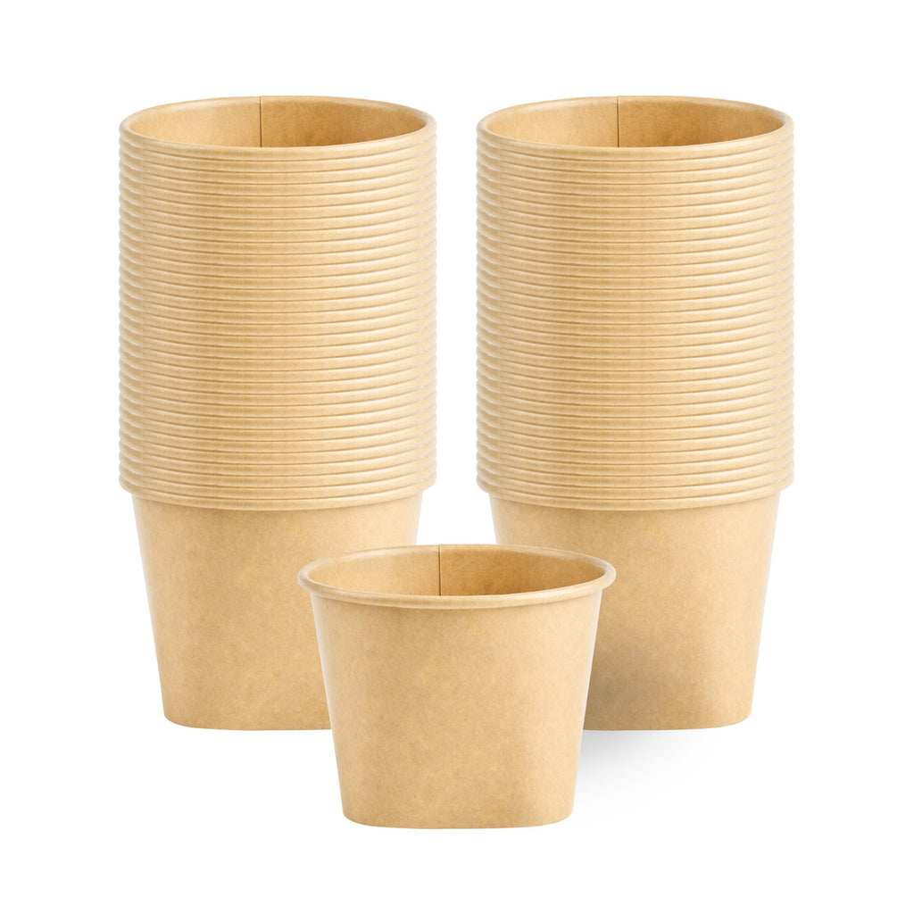 Coppetta 12 oz Round Kraft Paper To Go Cup - with Square Bottom - 3 3/4" x 3 3/4" x 2 3/4" - 50 count box