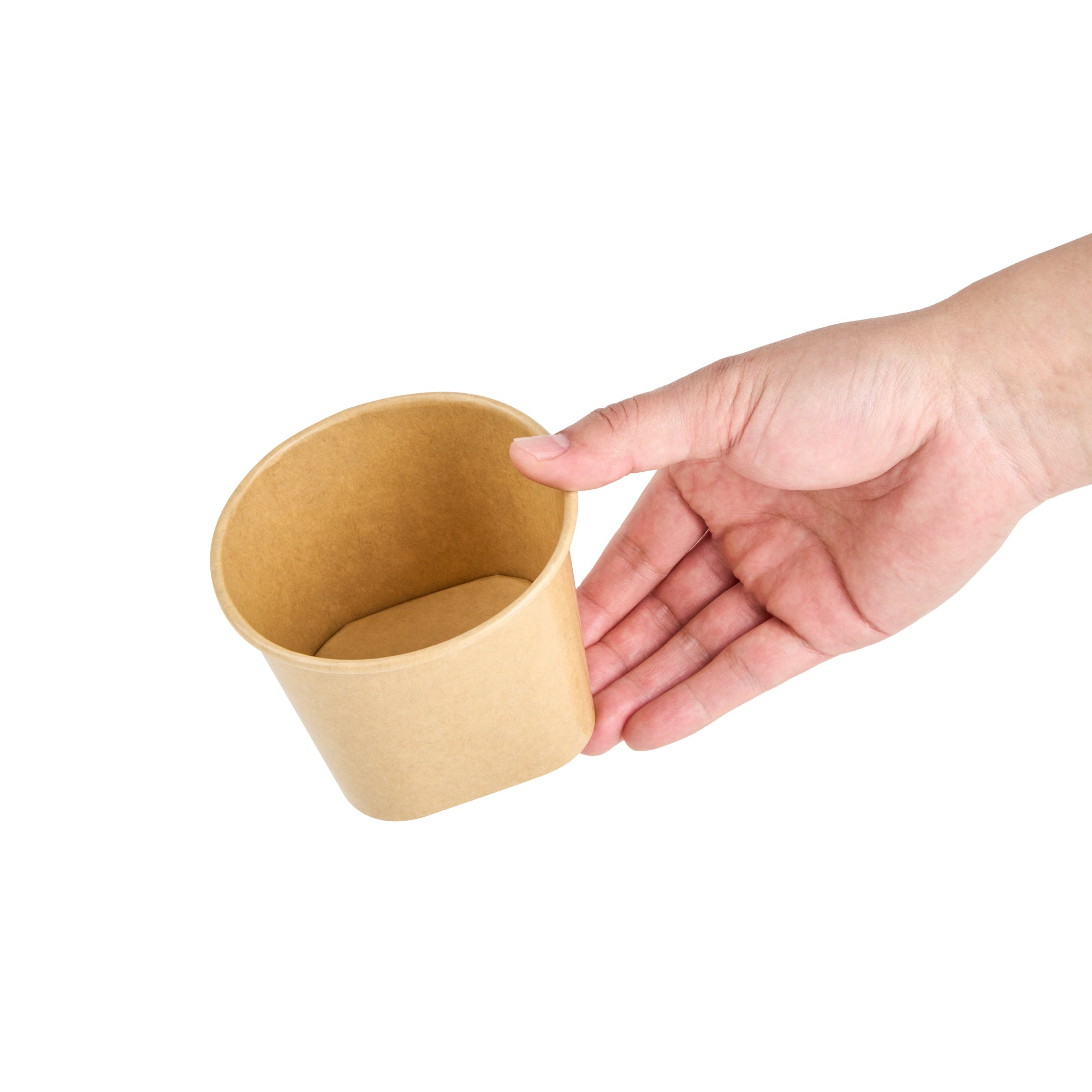 Coppetta 12 oz Round Kraft Paper To Go Cup - with Square Bottom - 3 3/4" x 3 3/4" x 2 3/4" - 50 count box